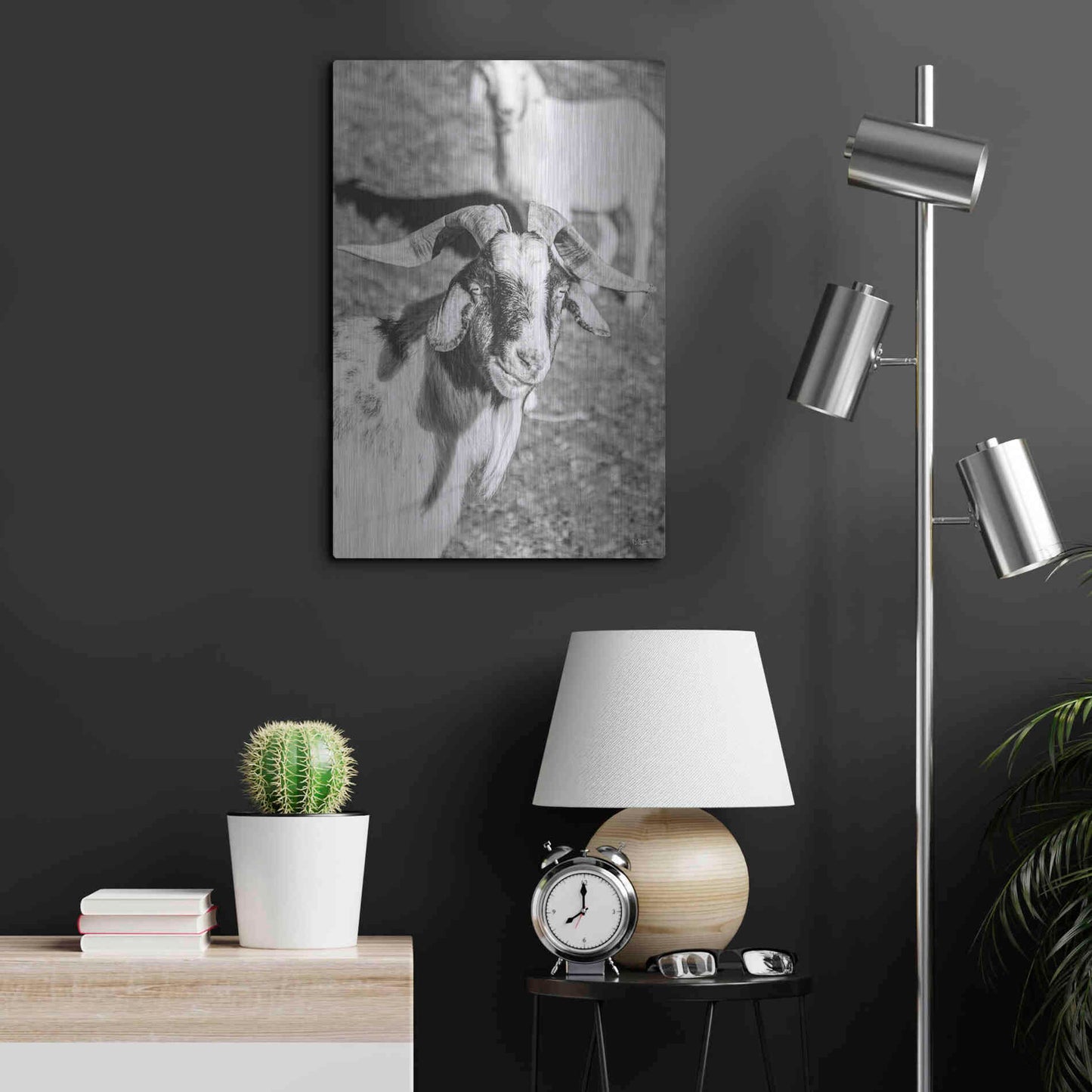 Luxe Metal Art 'Eating Goat' by Donnie Quillen Metal Wall Art,16x24