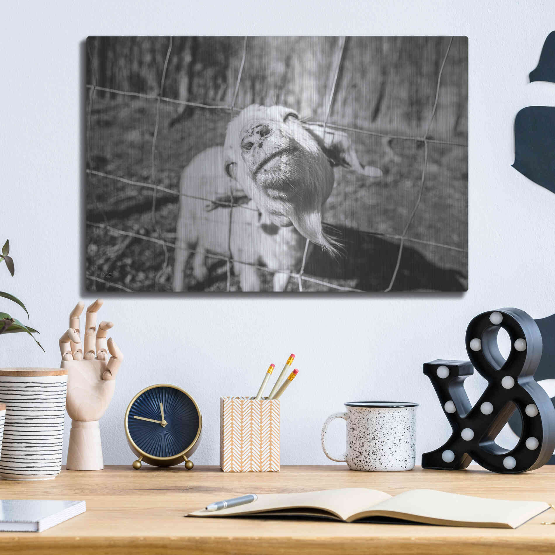 Luxe Metal Art 'Hey Goat' by Donnie Quillen Metal Wall Art,16x12