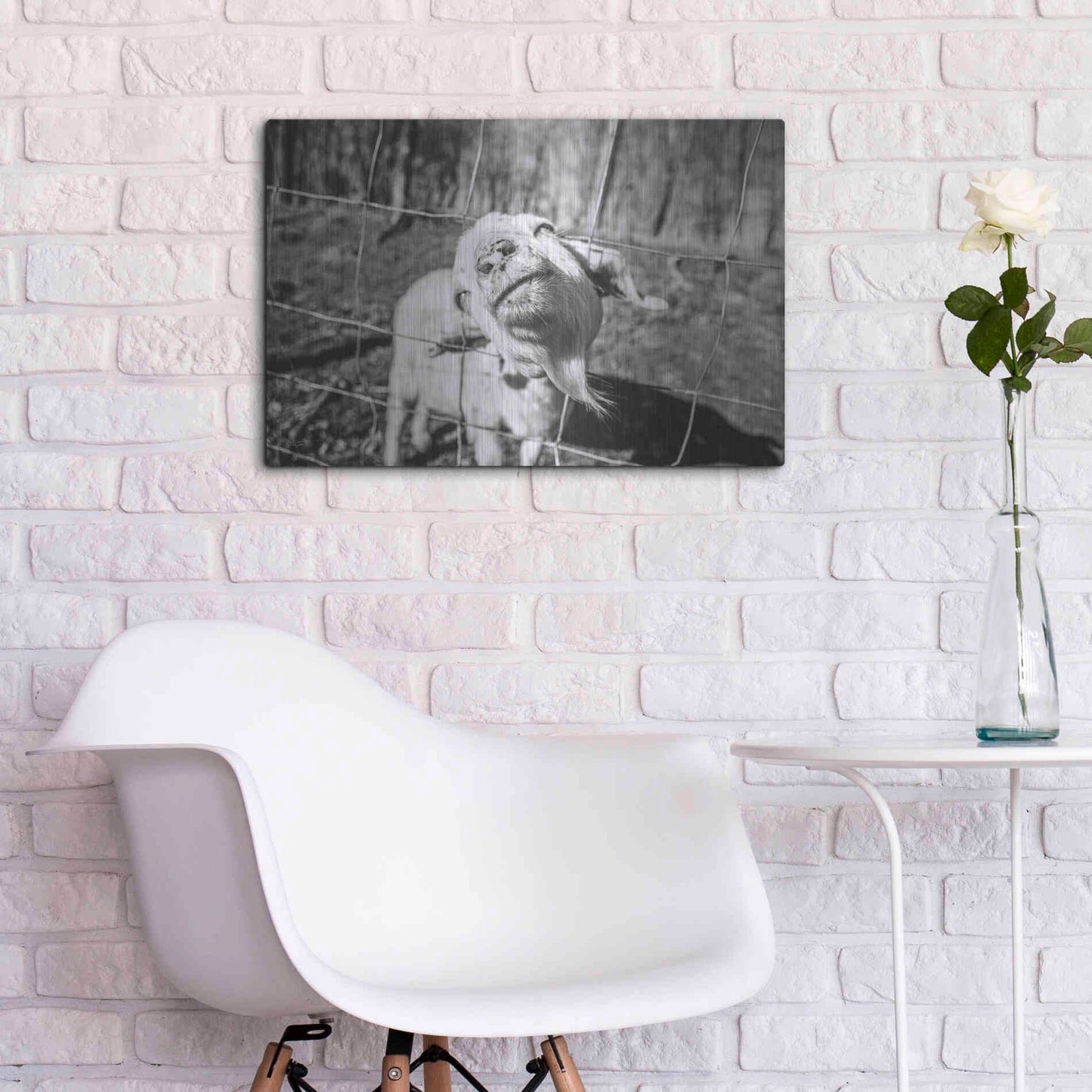 Luxe Metal Art 'Hey Goat' by Donnie Quillen Metal Wall Art,24x16