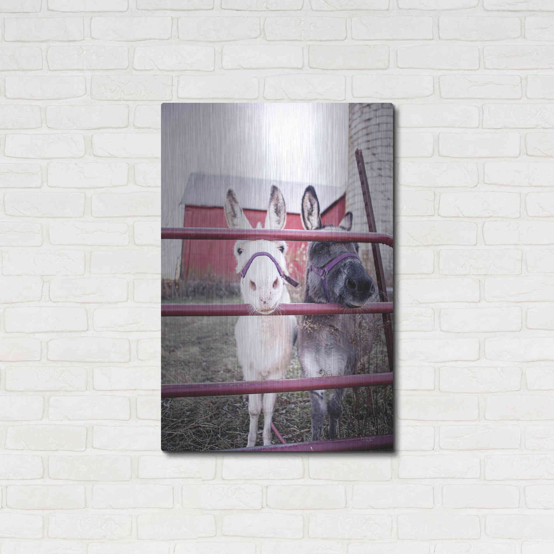 Luxe Metal Art 'Mommy & Daughter Donkeys' by Donnie Quillen Metal Wall Art,24x36