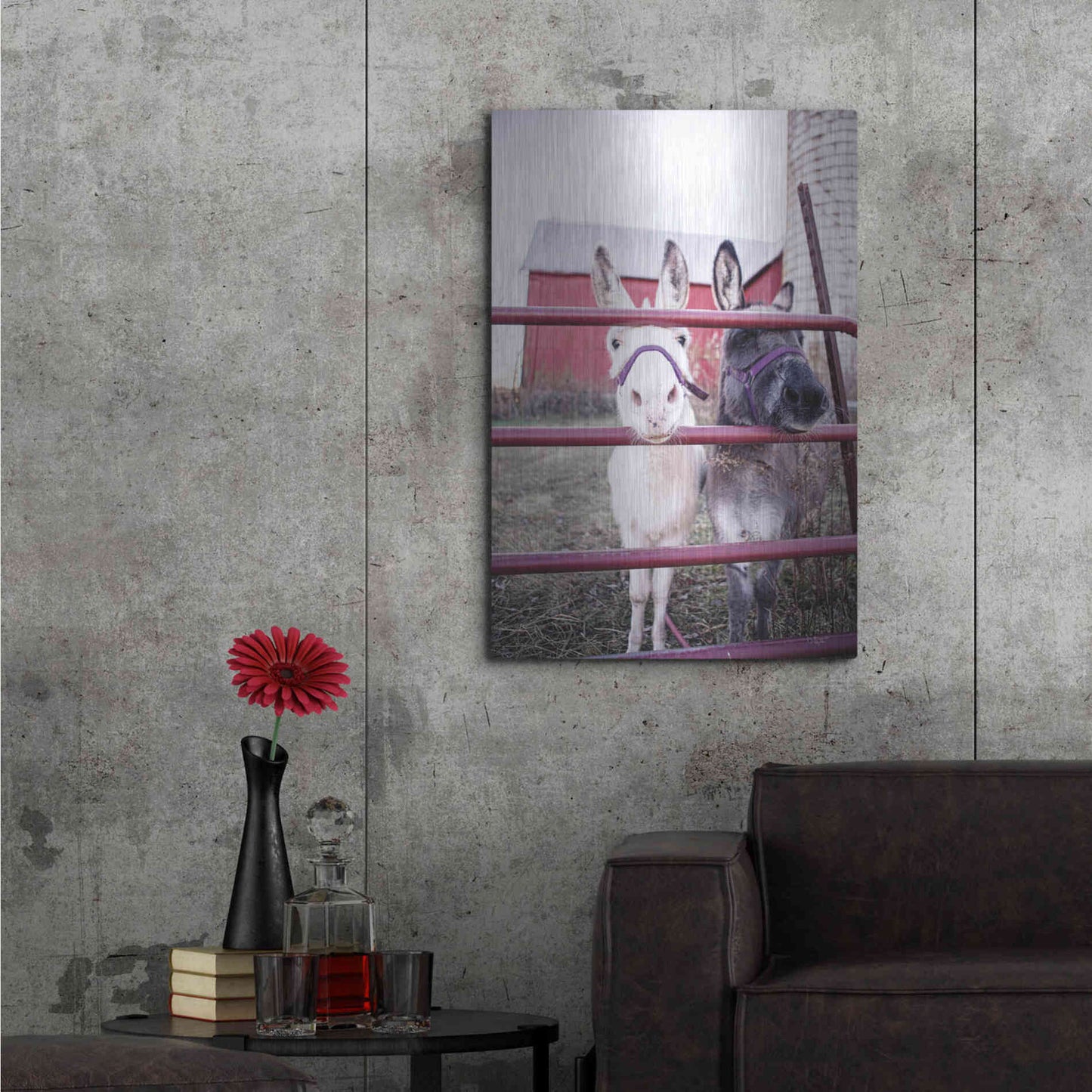 Luxe Metal Art 'Mommy & Daughter Donkeys' by Donnie Quillen Metal Wall Art,24x36