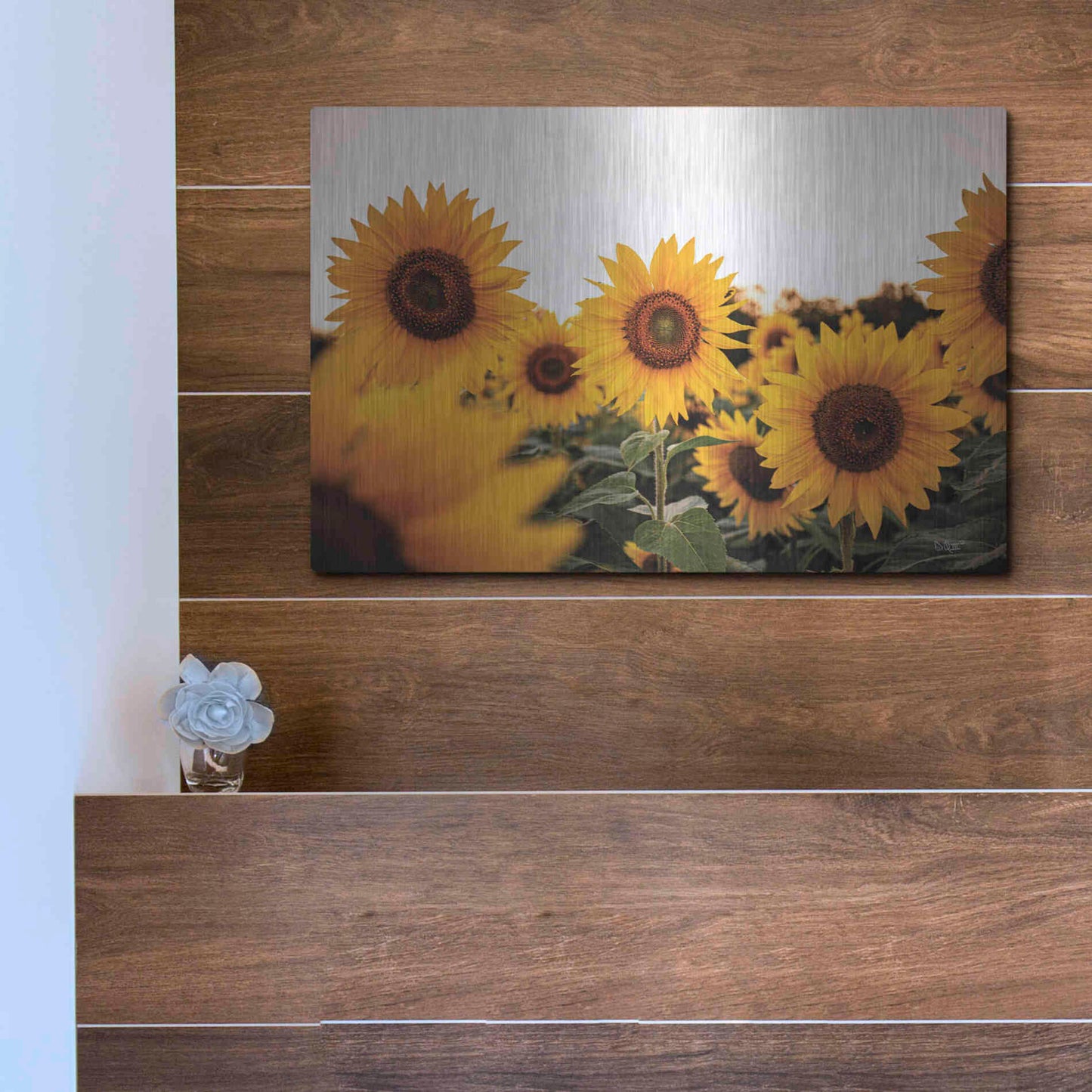 Luxe Metal Art 'Sunflower Field' by Donnie Quillen Metal Wall Art,16x12