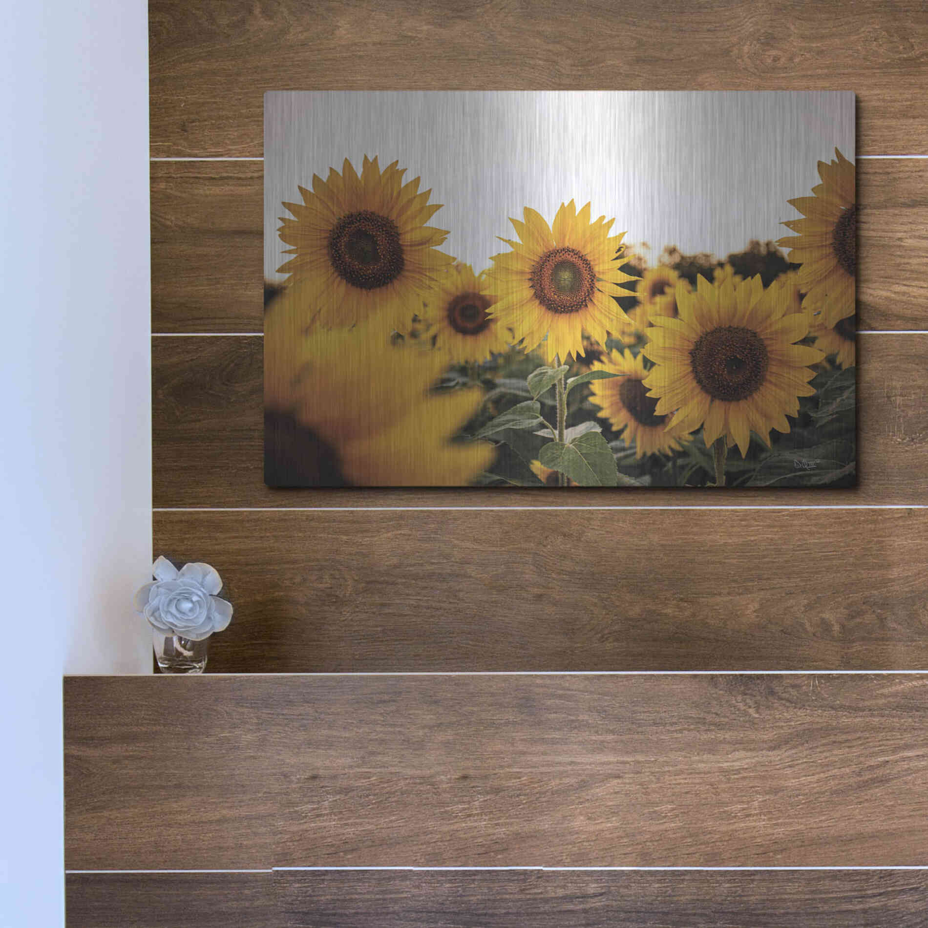 Luxe Metal Art 'Sunflower Field' by Donnie Quillen Metal Wall Art,16x12