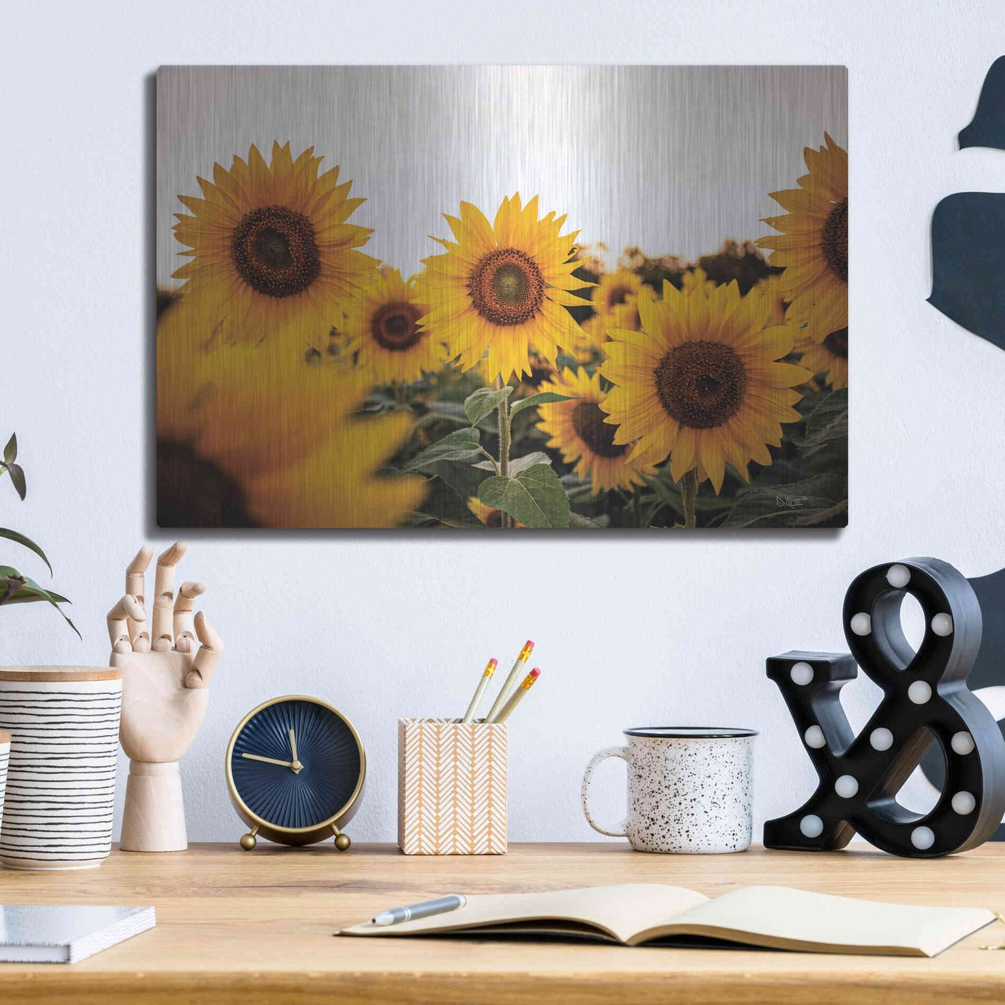 Luxe Metal Art 'Sunflower Field' by Donnie Quillen Metal Wall Art,16x12