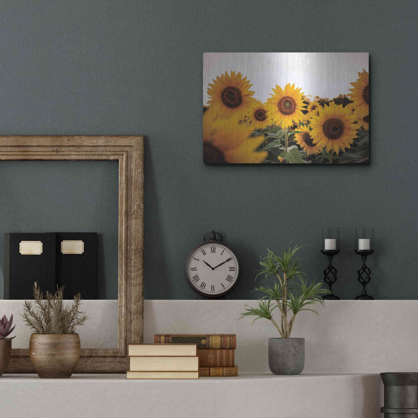 Luxe Metal Art 'Sunflower Field' by Donnie Quillen Metal Wall Art,16x12