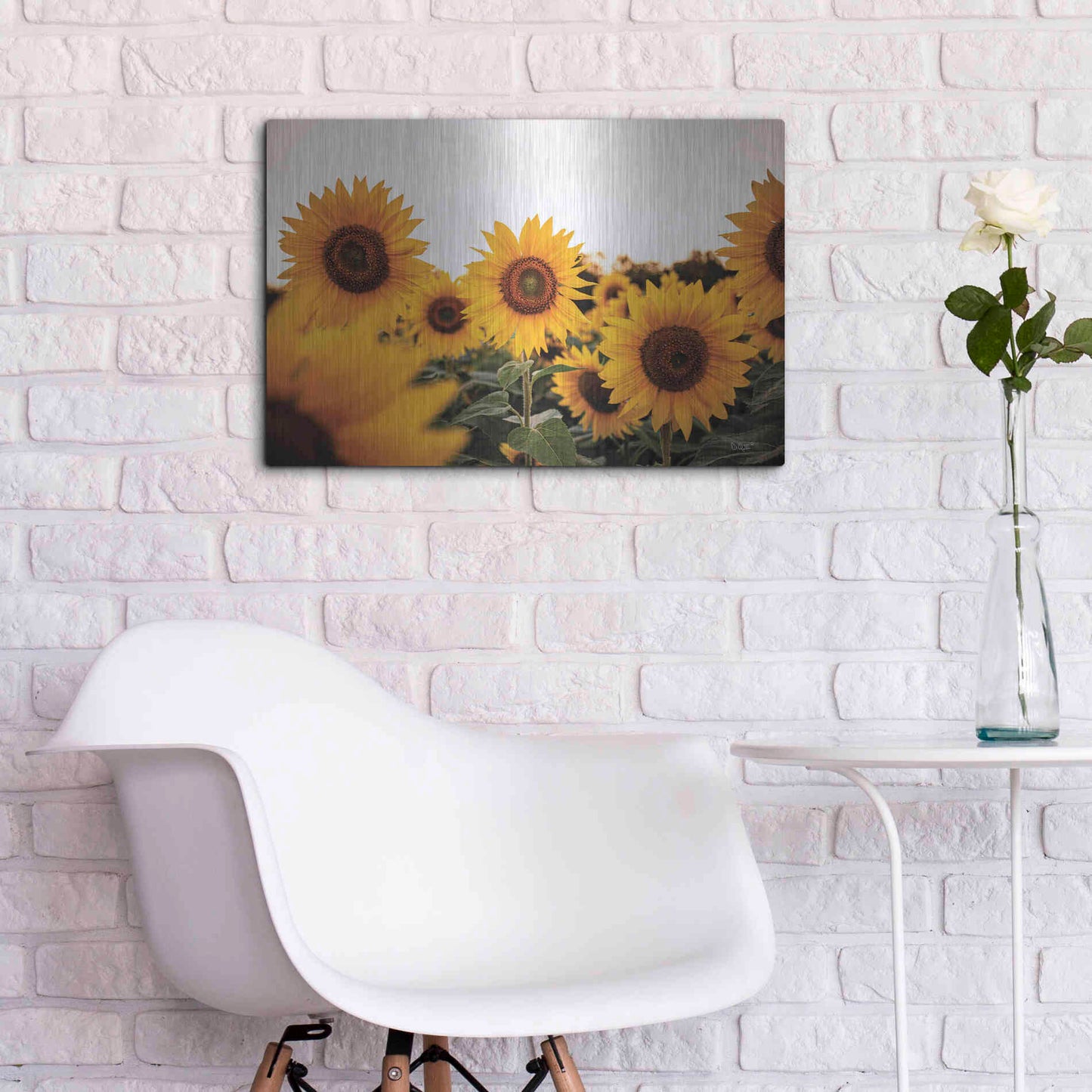 Luxe Metal Art 'Sunflower Field' by Donnie Quillen Metal Wall Art,24x16