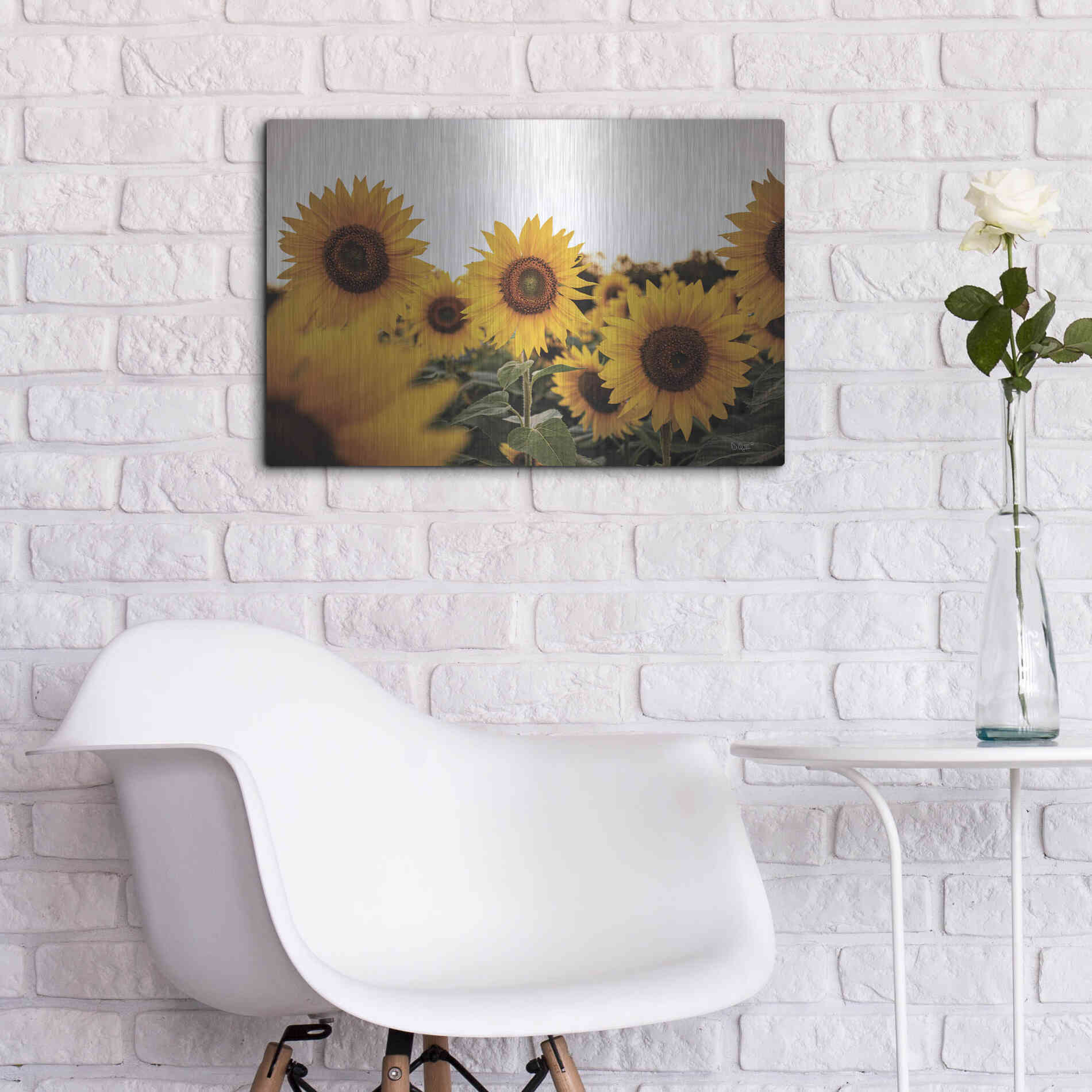 Luxe Metal Art 'Sunflower Field' by Donnie Quillen Metal Wall Art,24x16