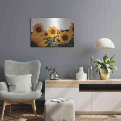 Luxe Metal Art 'Sunflower Field' by Donnie Quillen Metal Wall Art,24x16