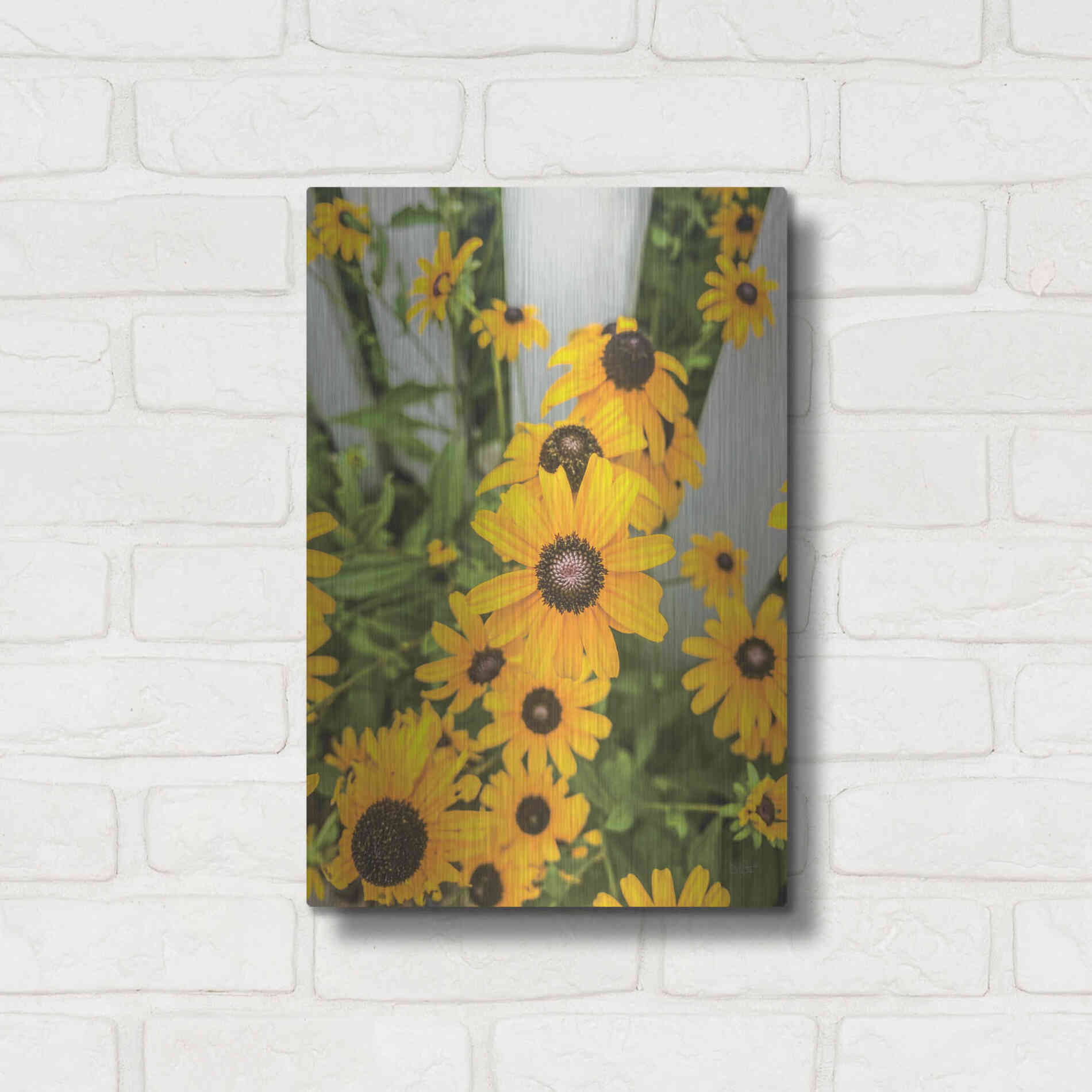 Luxe Metal Art 'Bed of Yellow' by Donnie Quillen Metal Wall Art,12x16