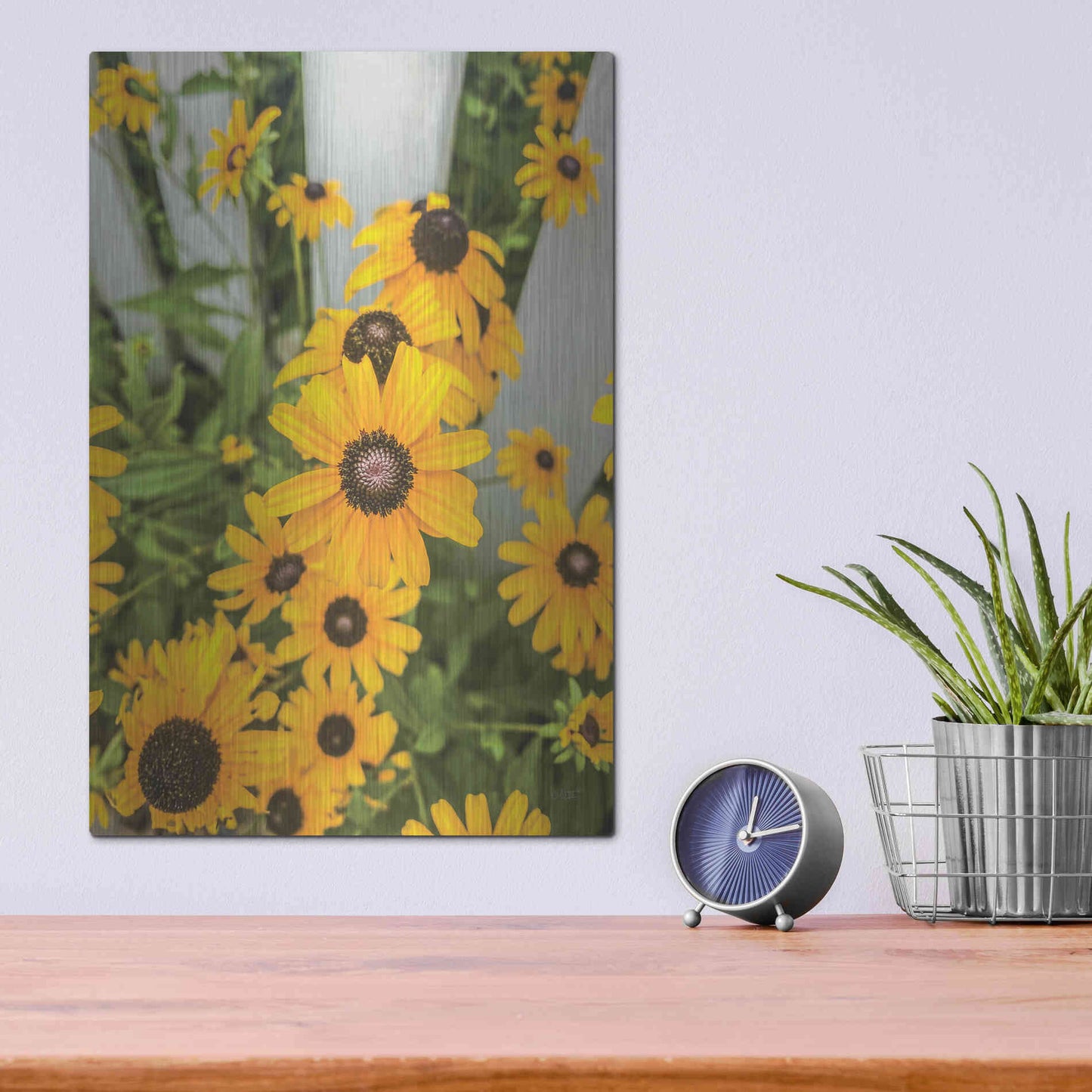 Luxe Metal Art 'Bed of Yellow' by Donnie Quillen Metal Wall Art,12x16