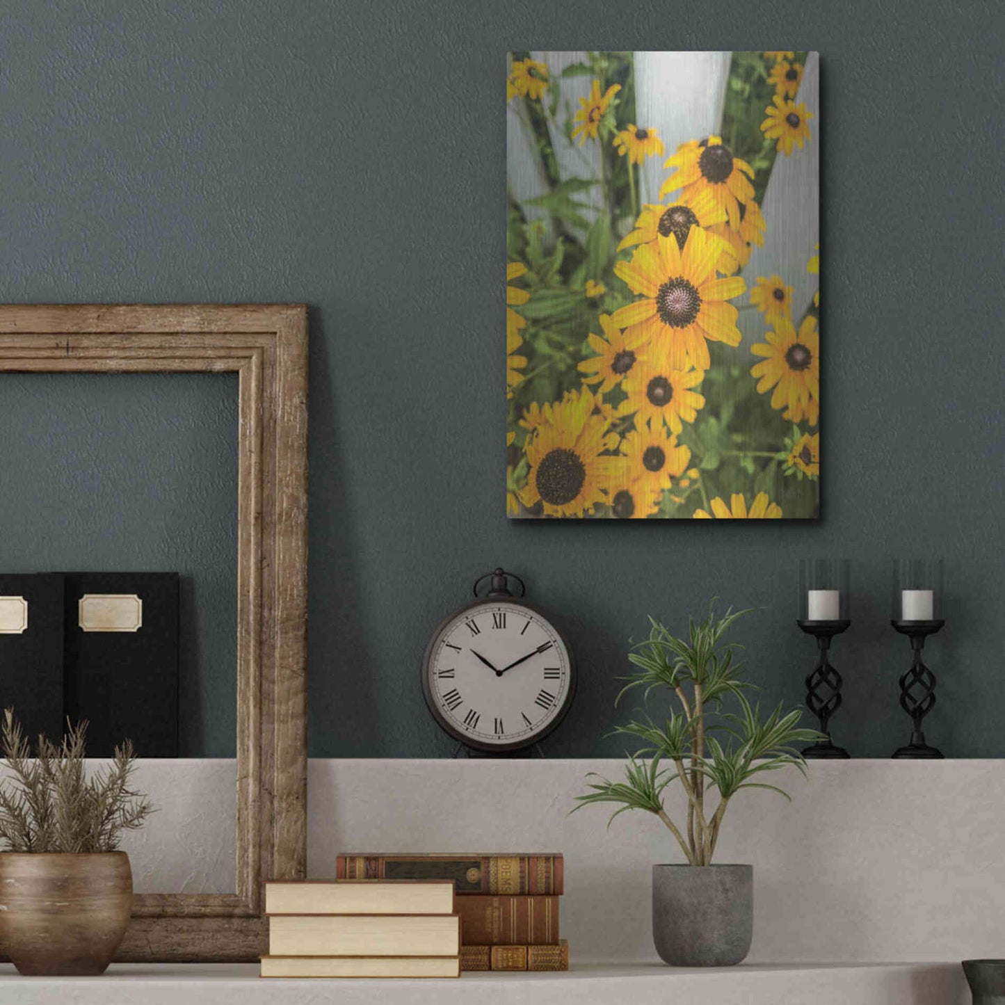 Luxe Metal Art 'Bed of Yellow' by Donnie Quillen Metal Wall Art,12x16