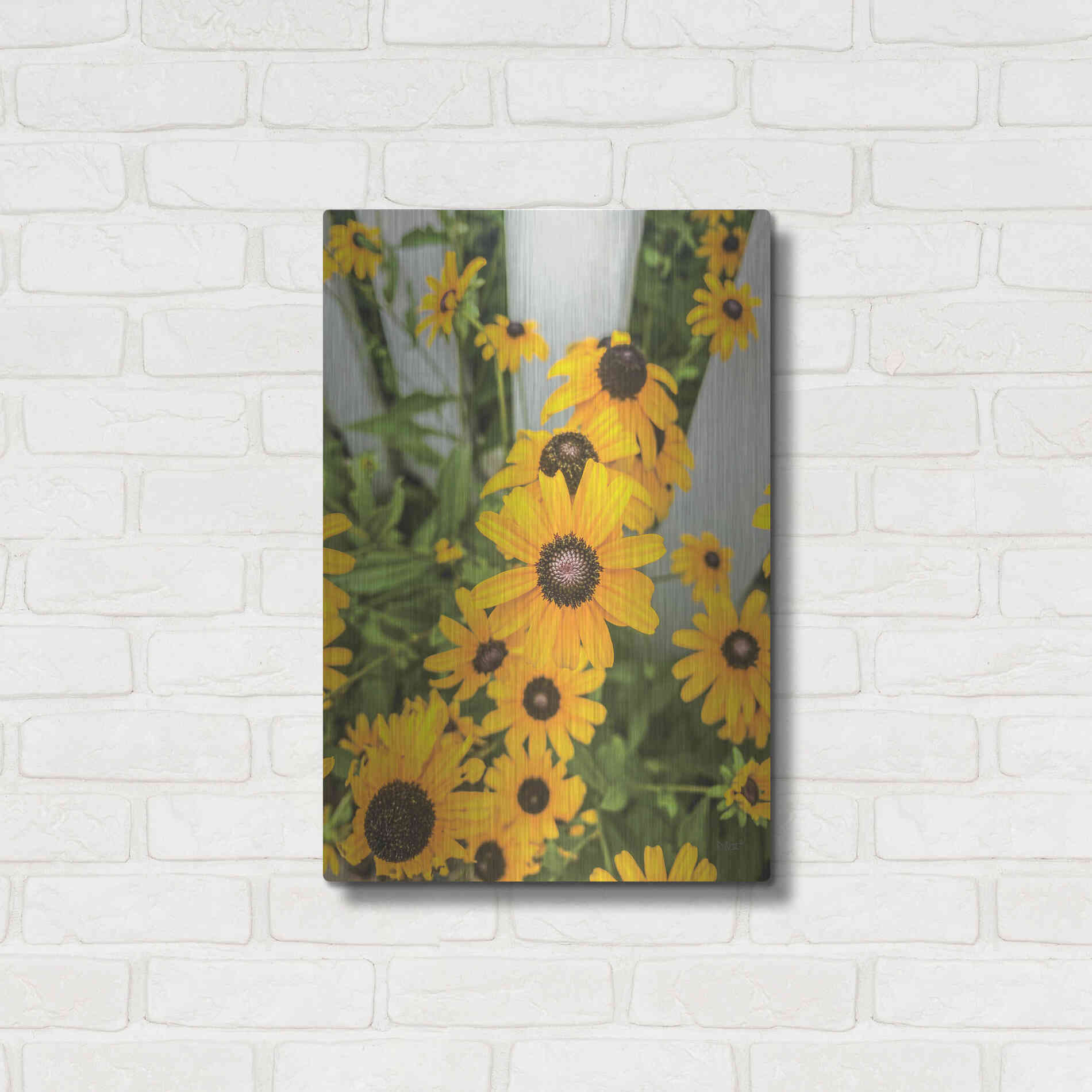 Luxe Metal Art 'Bed of Yellow' by Donnie Quillen Metal Wall Art,16x24