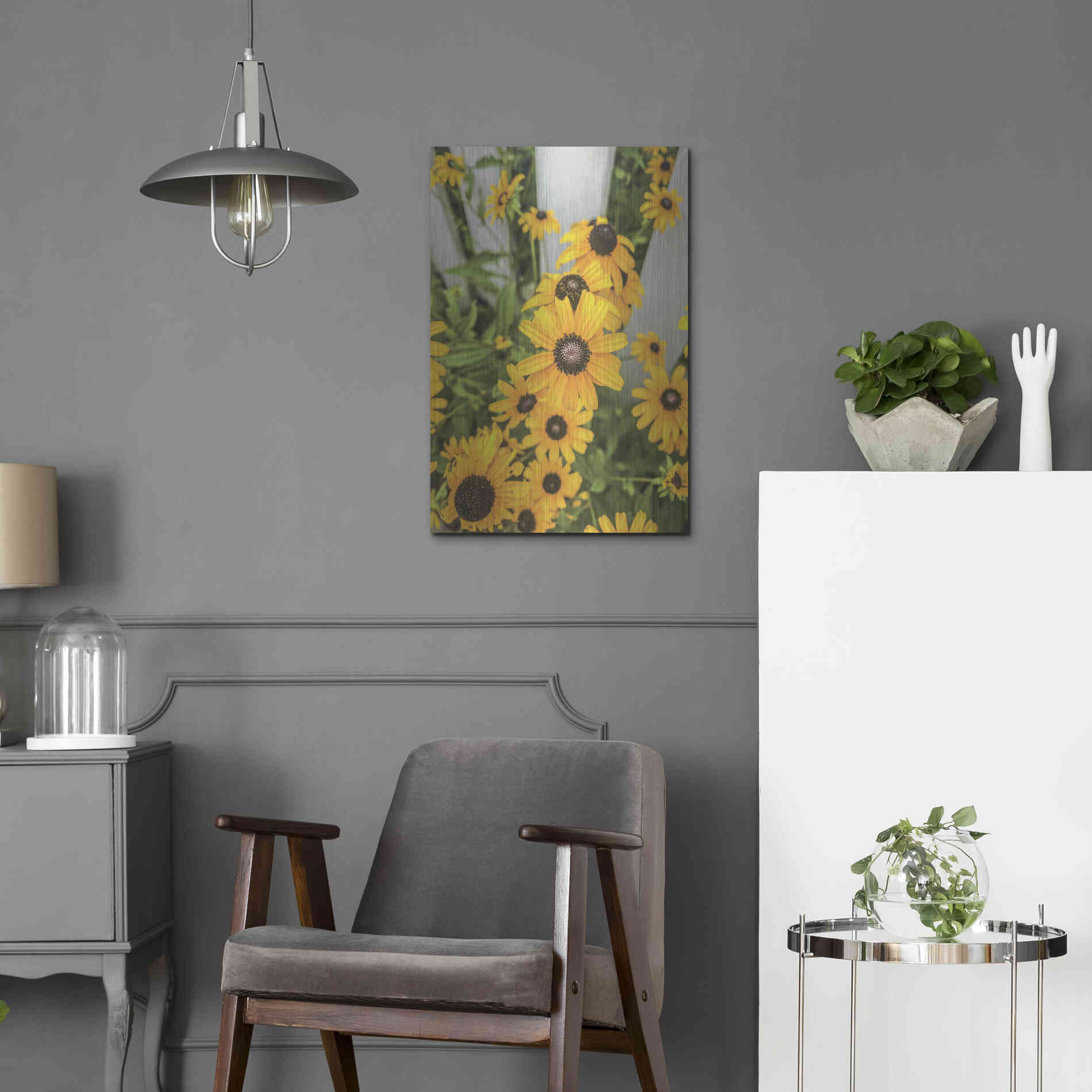 Luxe Metal Art 'Bed of Yellow' by Donnie Quillen Metal Wall Art,16x24