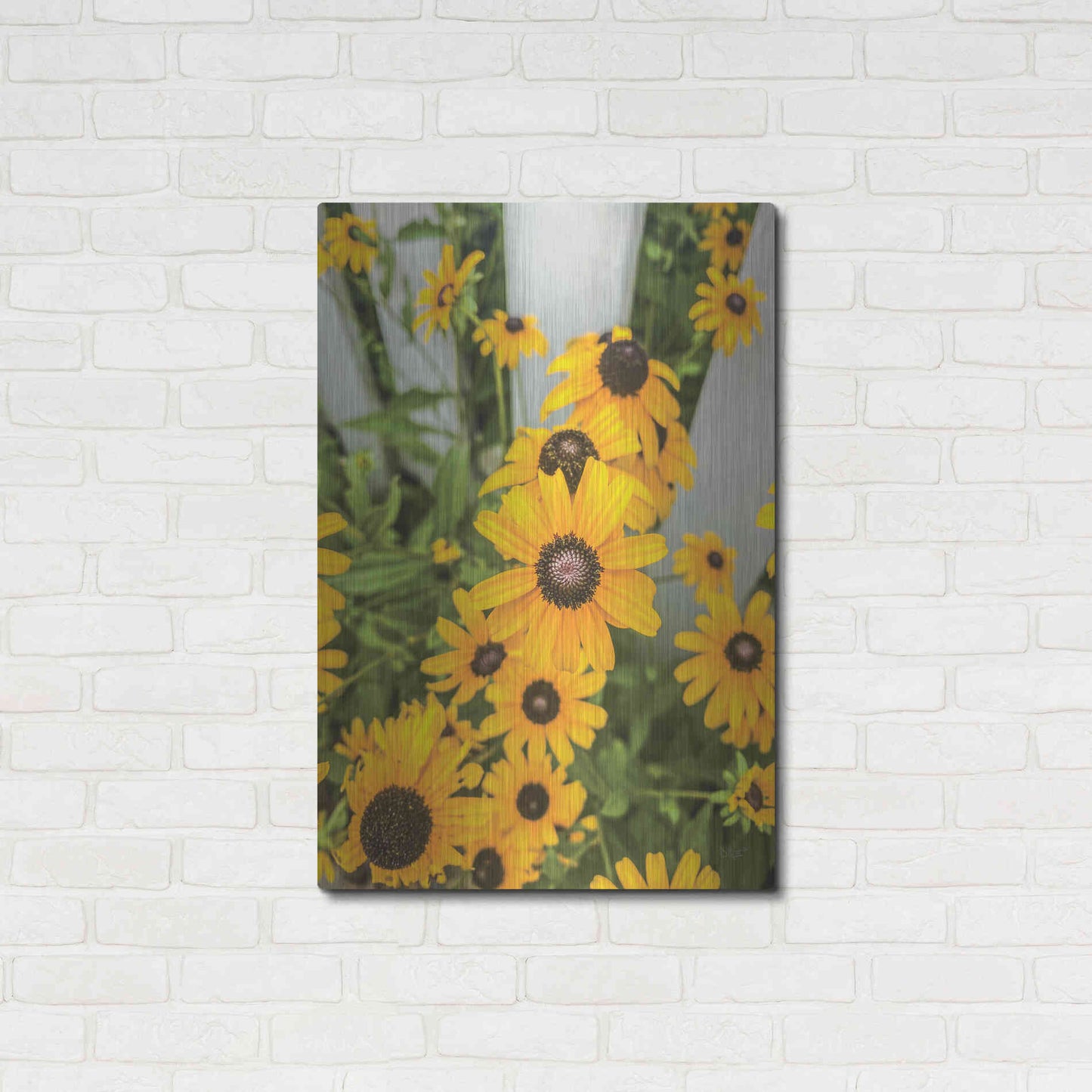 Luxe Metal Art 'Bed of Yellow' by Donnie Quillen Metal Wall Art,24x36