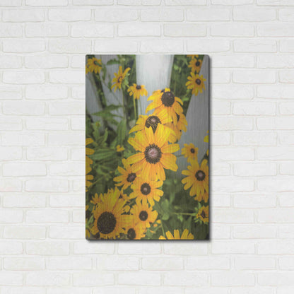 Luxe Metal Art 'Bed of Yellow' by Donnie Quillen Metal Wall Art,24x36