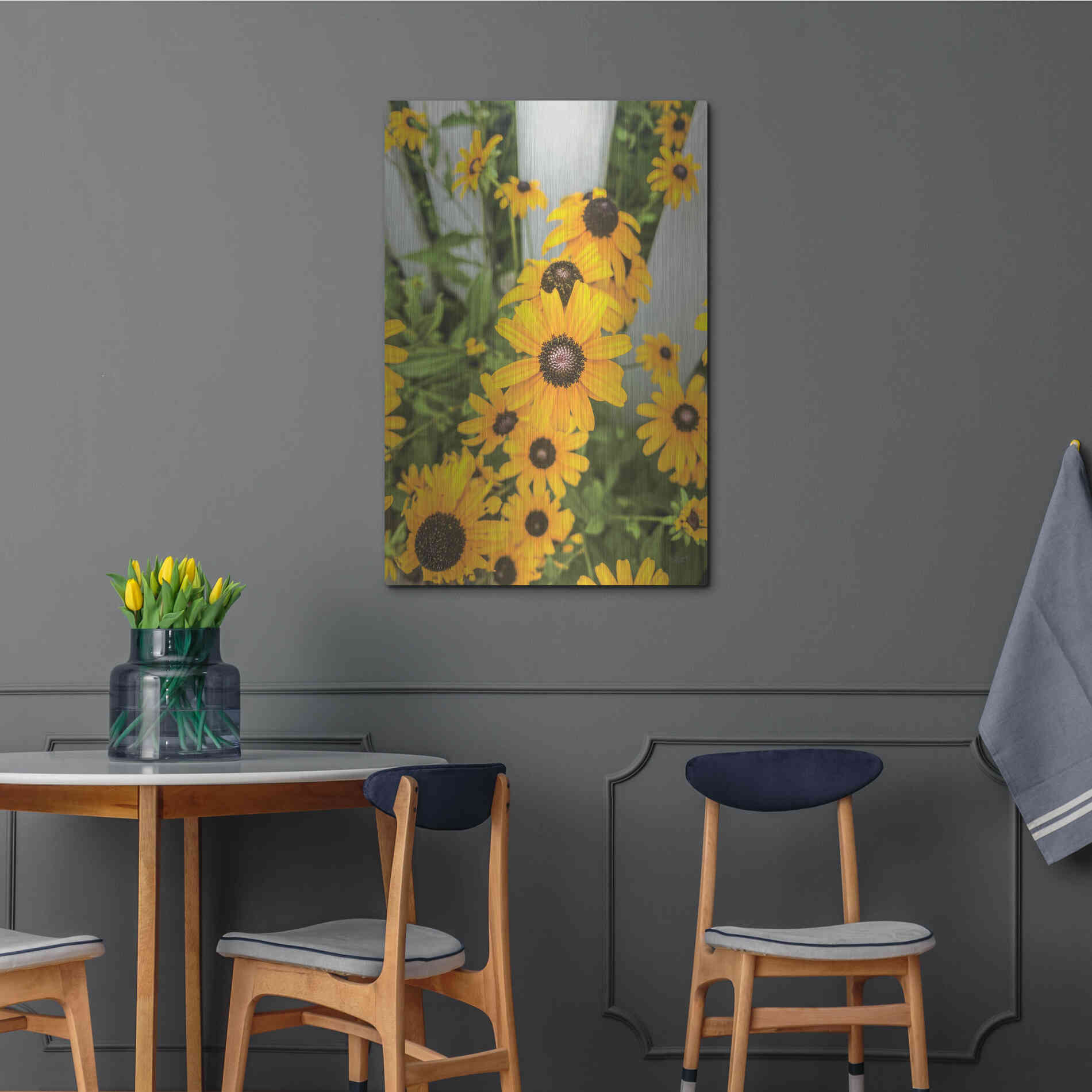 Luxe Metal Art 'Bed of Yellow' by Donnie Quillen Metal Wall Art,24x36