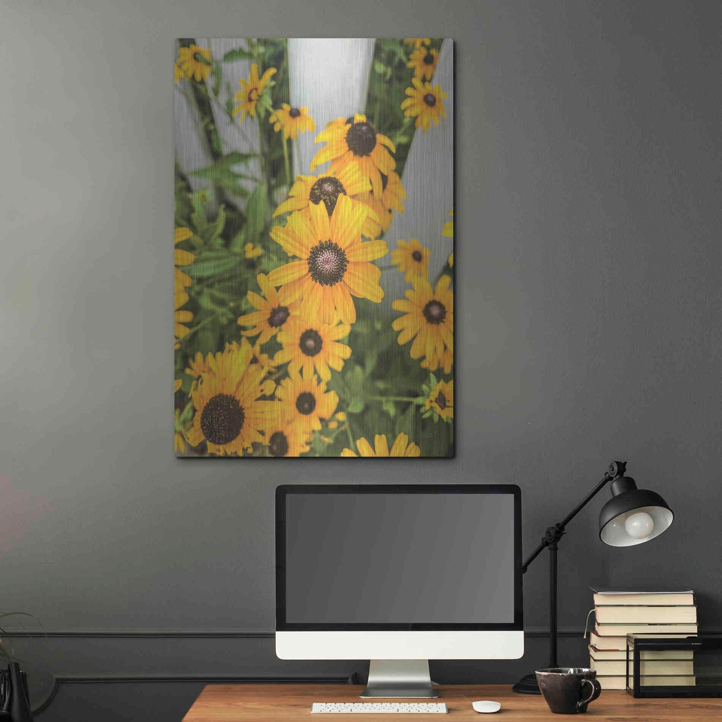 Luxe Metal Art 'Bed of Yellow' by Donnie Quillen Metal Wall Art,24x36