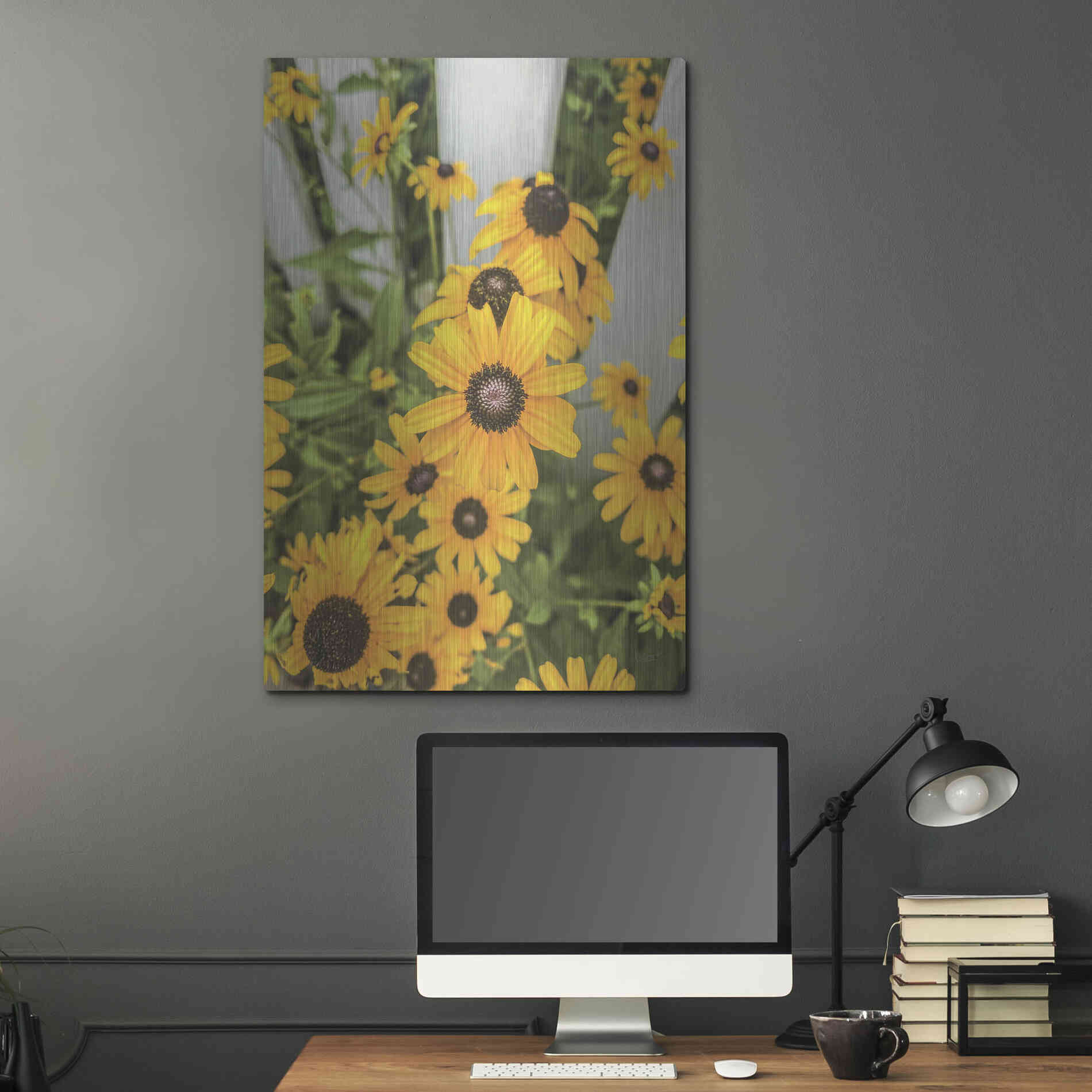 Luxe Metal Art 'Bed of Yellow' by Donnie Quillen Metal Wall Art,24x36