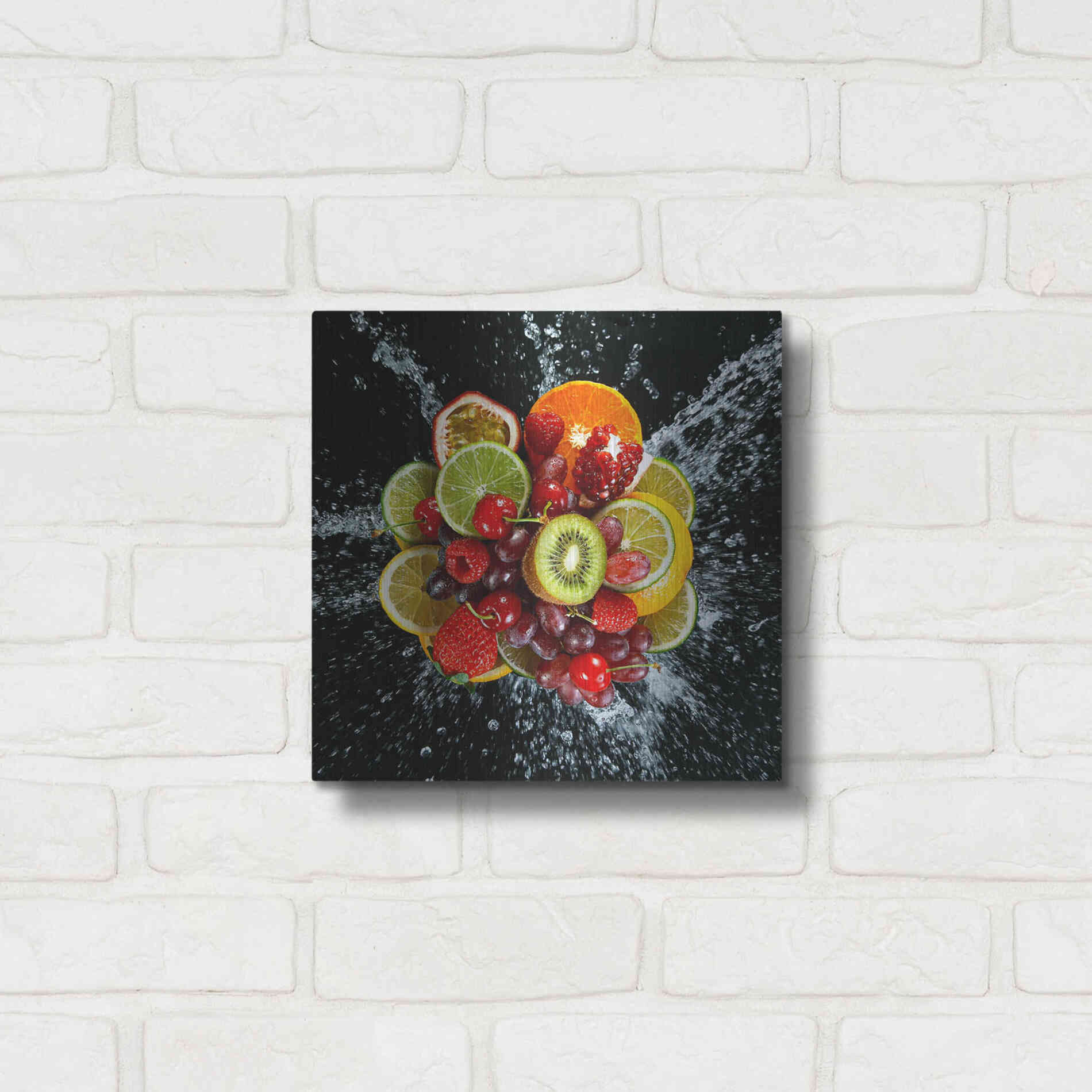 Luxe Metal Art 'Fruit Splash III' Metal Wall Art,12x12