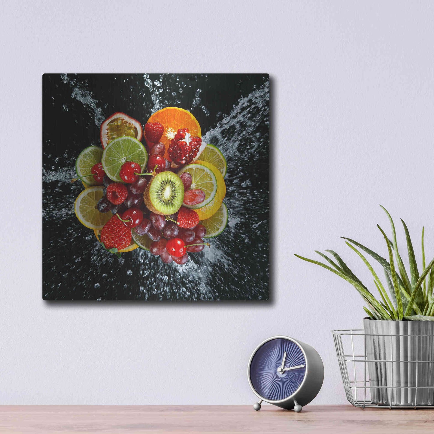 Luxe Metal Art 'Fruit Splash III' Metal Wall Art,12x12