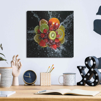 Luxe Metal Art 'Fruit Splash III' Metal Wall Art,12x12