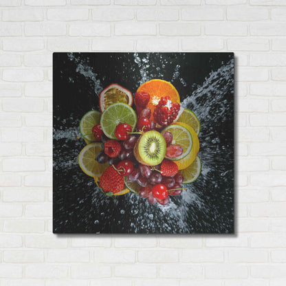 Luxe Metal Art 'Fruit Splash III' Metal Wall Art,36x36