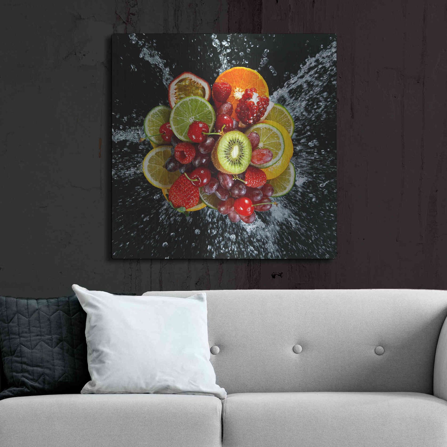 Luxe Metal Art 'Fruit Splash III' Metal Wall Art,36x36