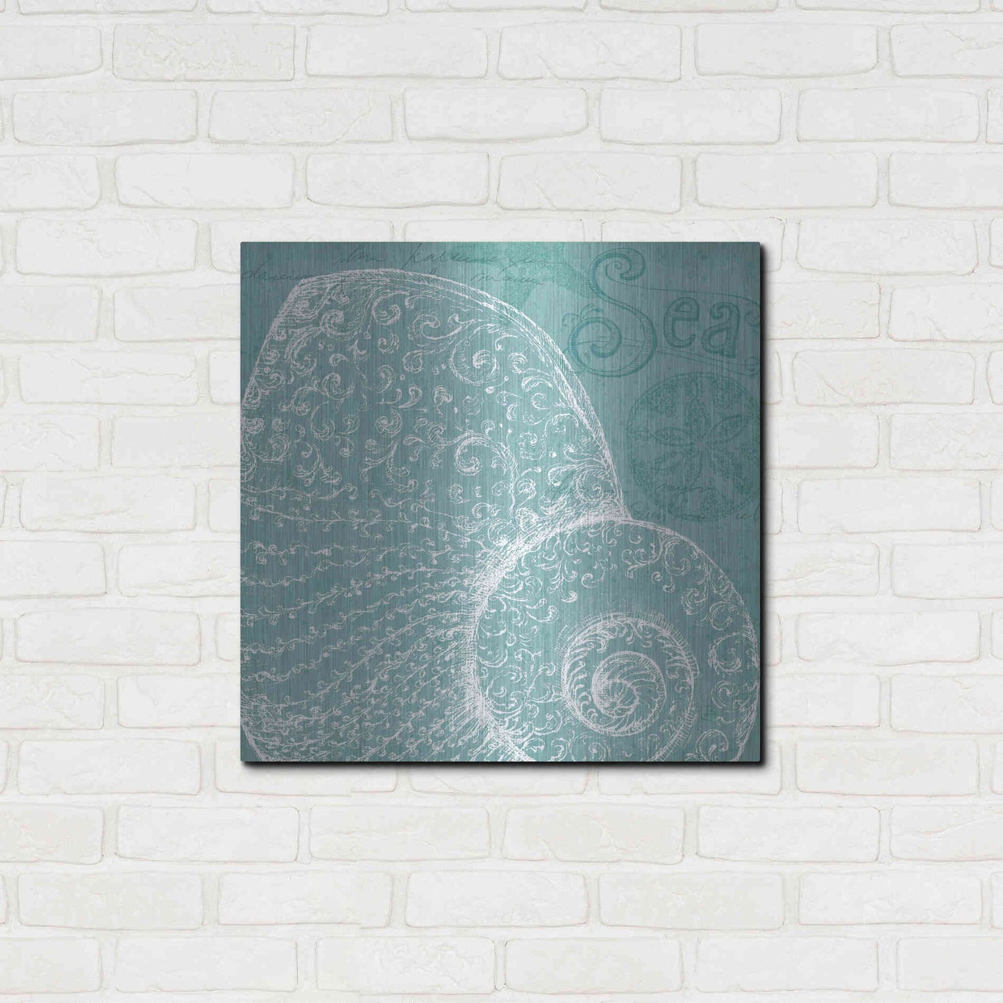 Luxe Metal Art 'Aqua Treasure IV' by Daphne Brissonet, Metal Wall Art,24x24