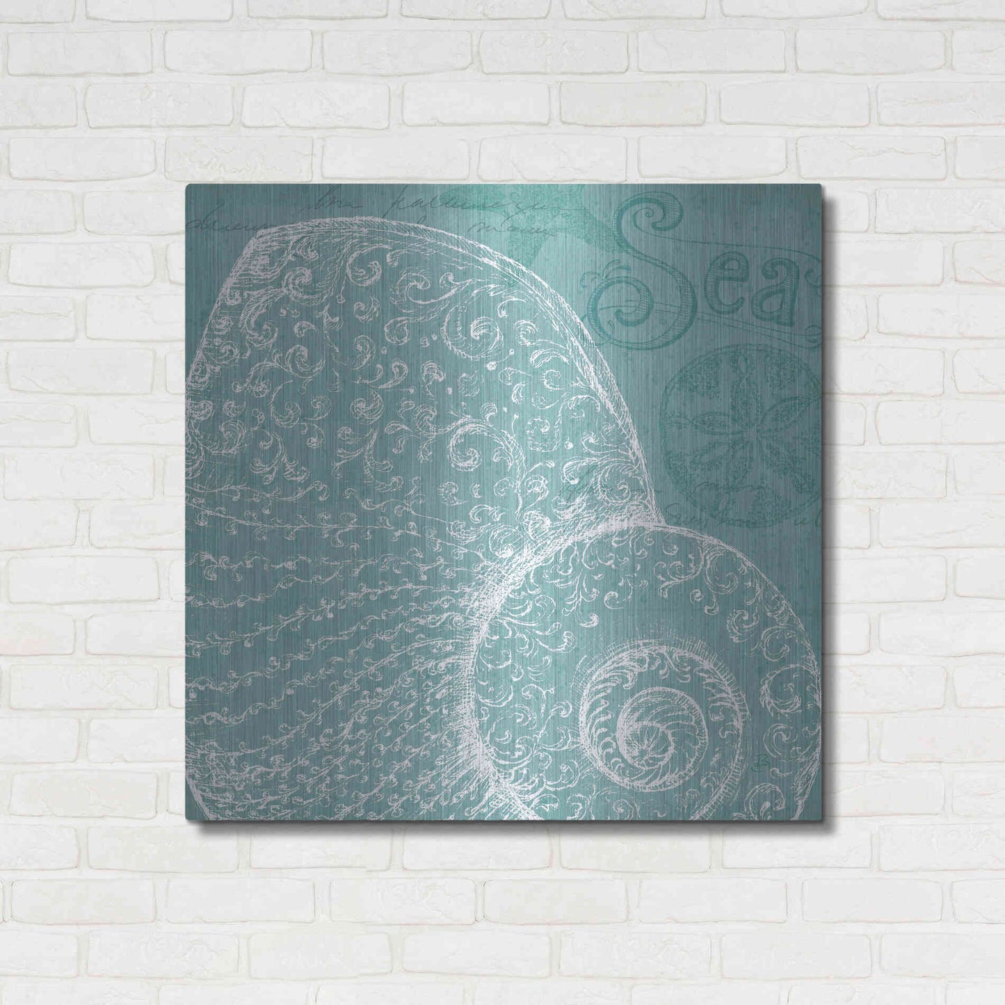 Luxe Metal Art 'Aqua Treasure IV' by Daphne Brissonet, Metal Wall Art,36x36