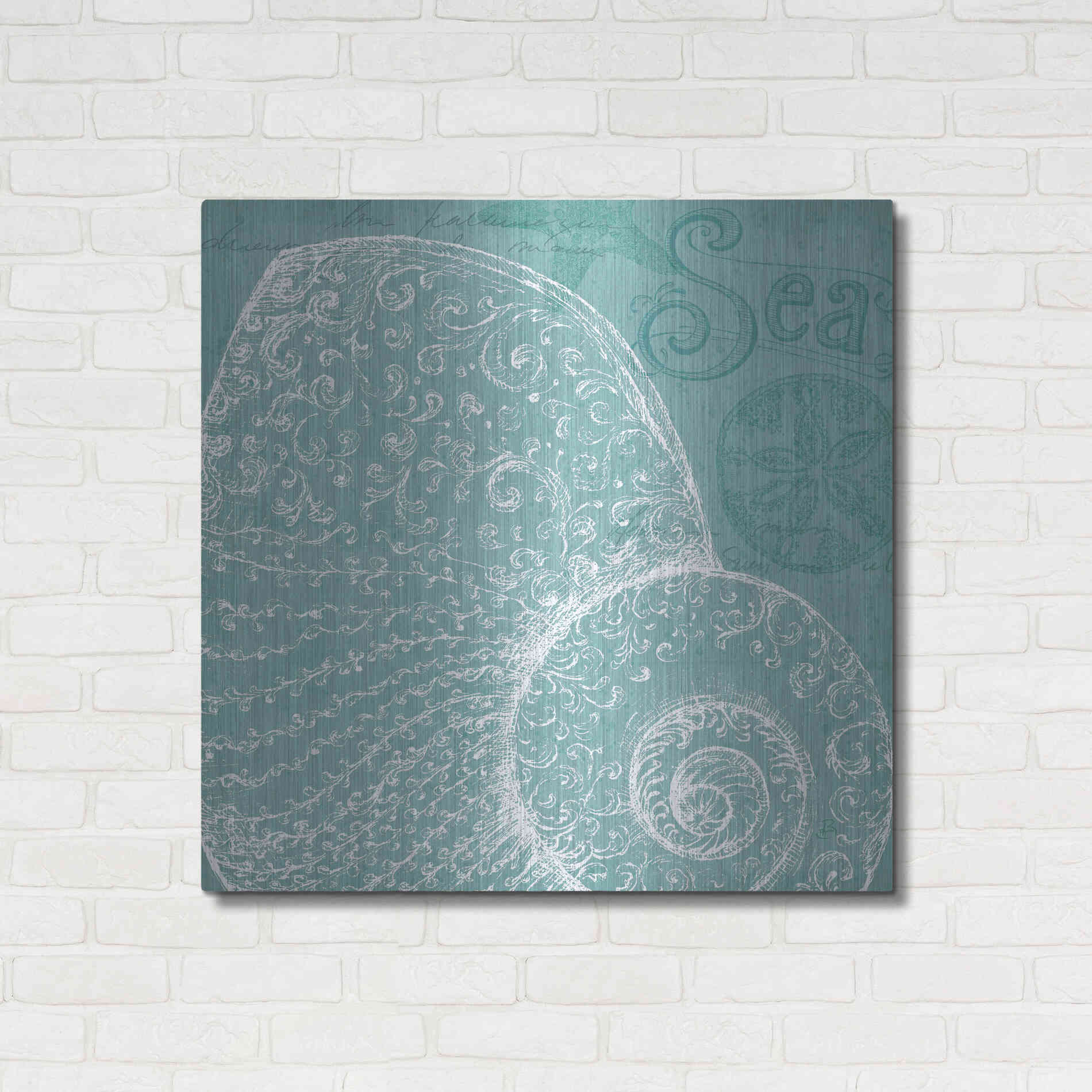 Luxe Metal Art 'Aqua Treasure IV' by Daphne Brissonet, Metal Wall Art,36x36