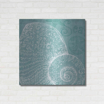 Luxe Metal Art 'Aqua Treasure IV' by Daphne Brissonet, Metal Wall Art,36x36