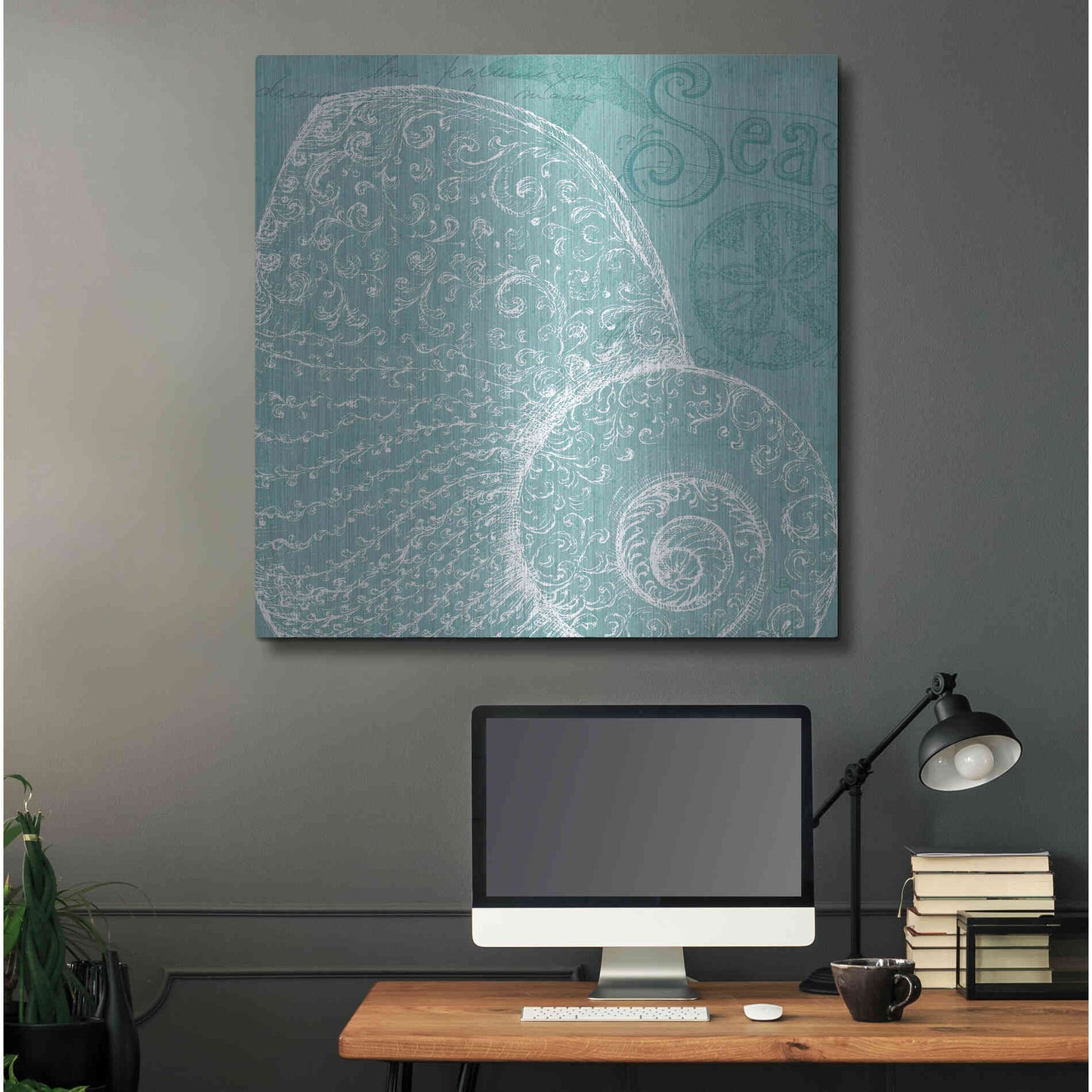 Luxe Metal Art 'Aqua Treasure IV' by Daphne Brissonet, Metal Wall Art,36x36