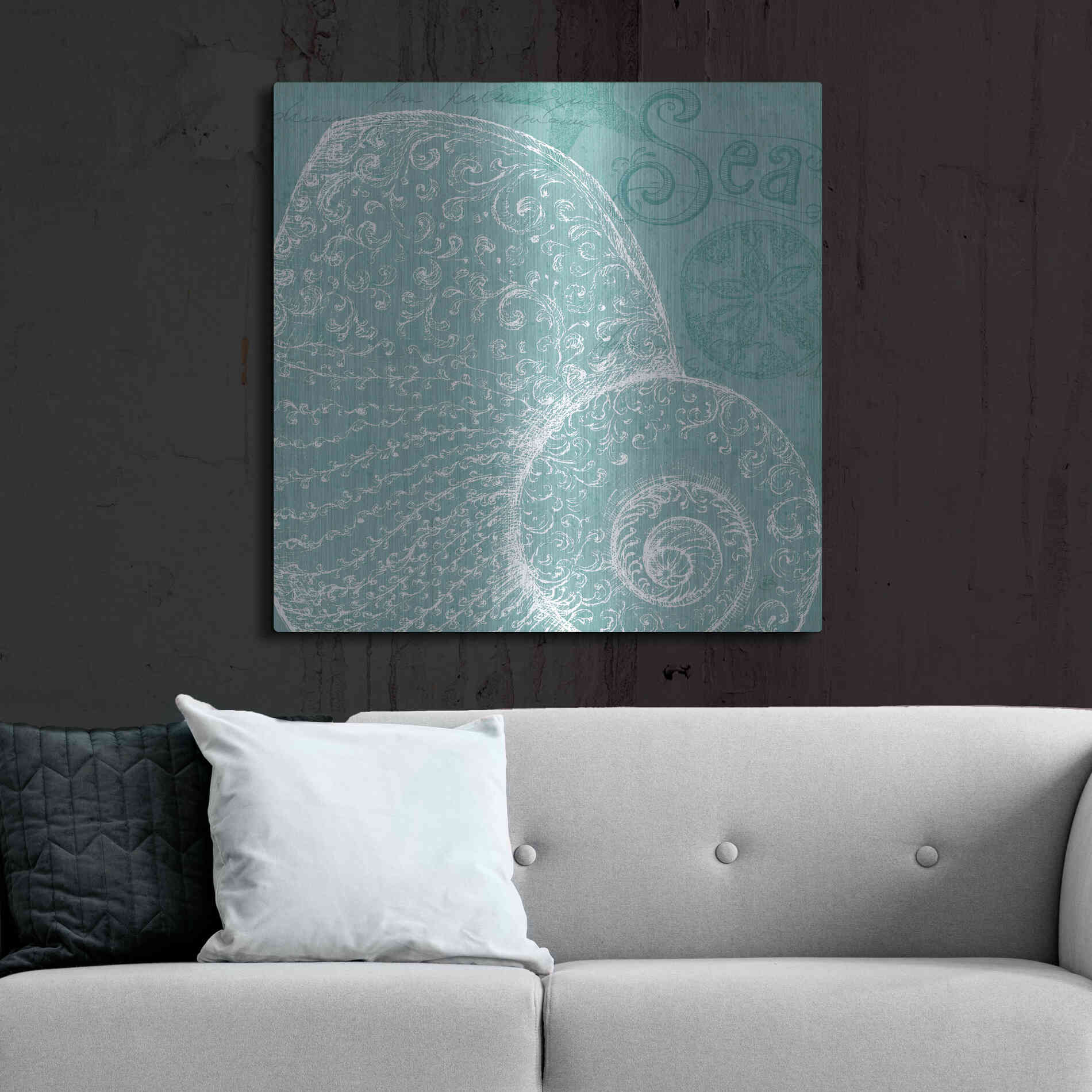Luxe Metal Art 'Aqua Treasure IV' by Daphne Brissonet, Metal Wall Art,36x36
