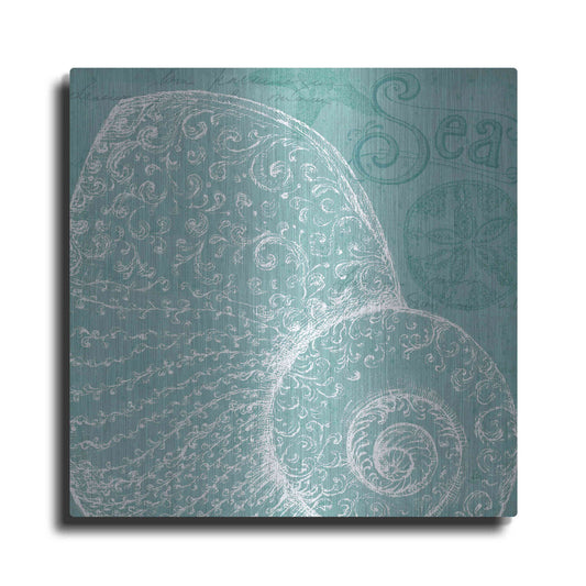 Luxe Metal Art 'Aqua Treasure IV' by Daphne Brissonet, Metal Wall Art