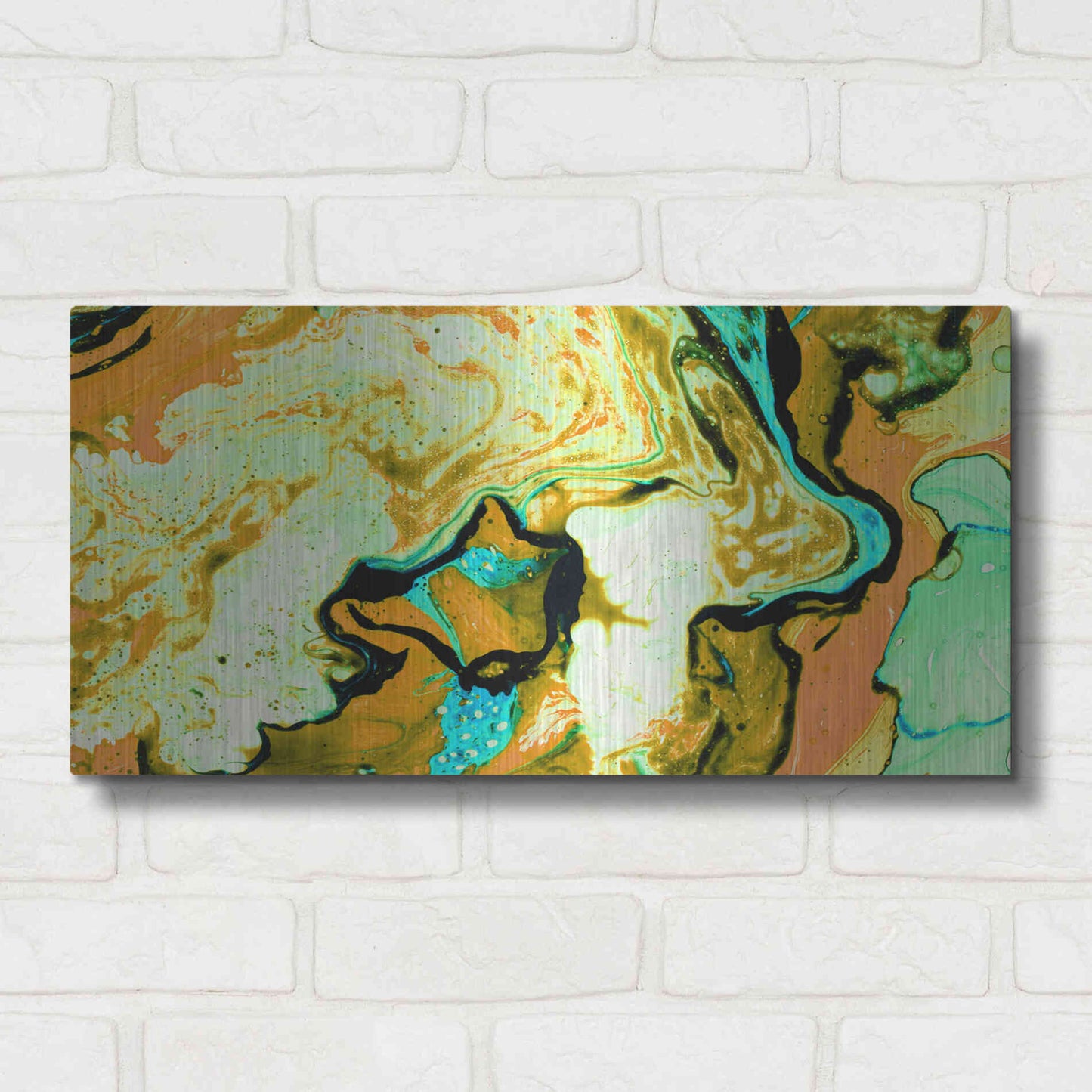 Luxe Metal Art 'Orange Lava' Metal Wall Art,24x12