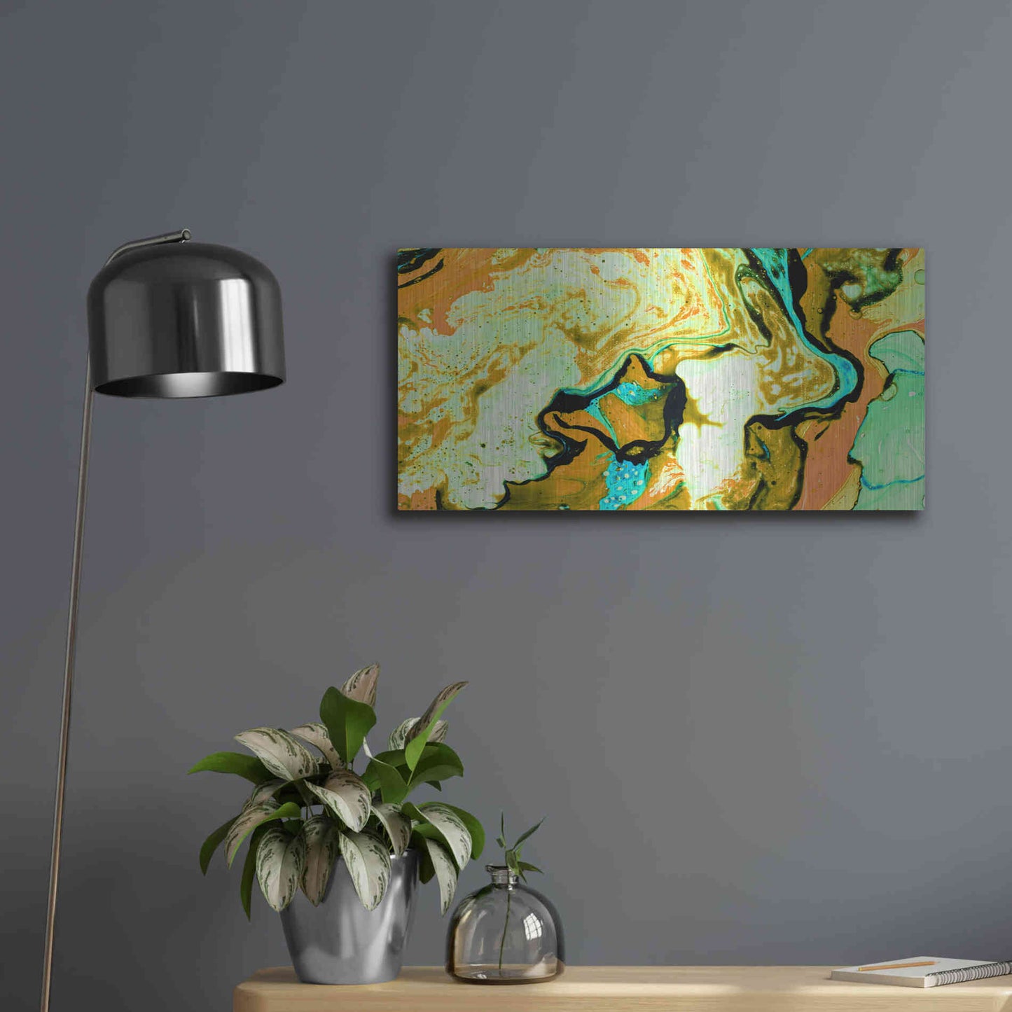 Luxe Metal Art 'Orange Lava' Metal Wall Art,24x12