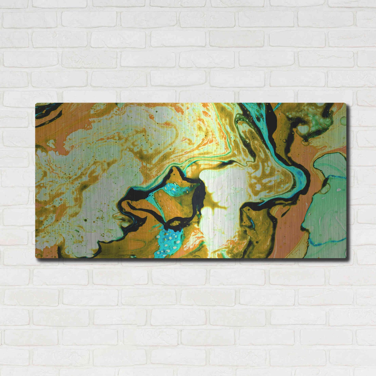 Luxe Metal Art 'Orange Lava' Metal Wall Art,48x24
