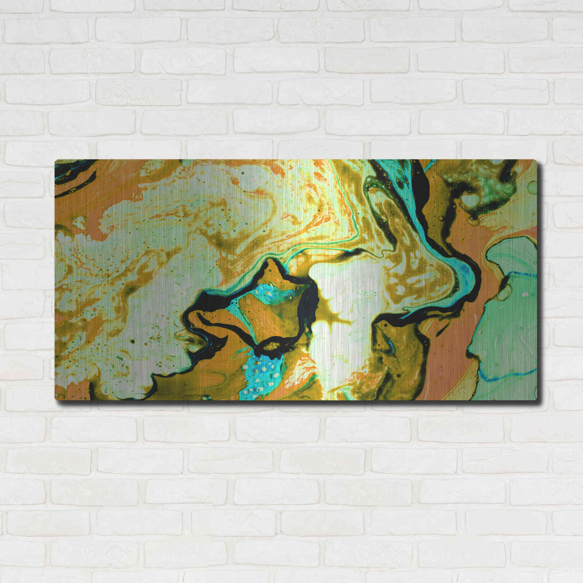 Luxe Metal Art 'Orange Lava' Metal Wall Art,48x24