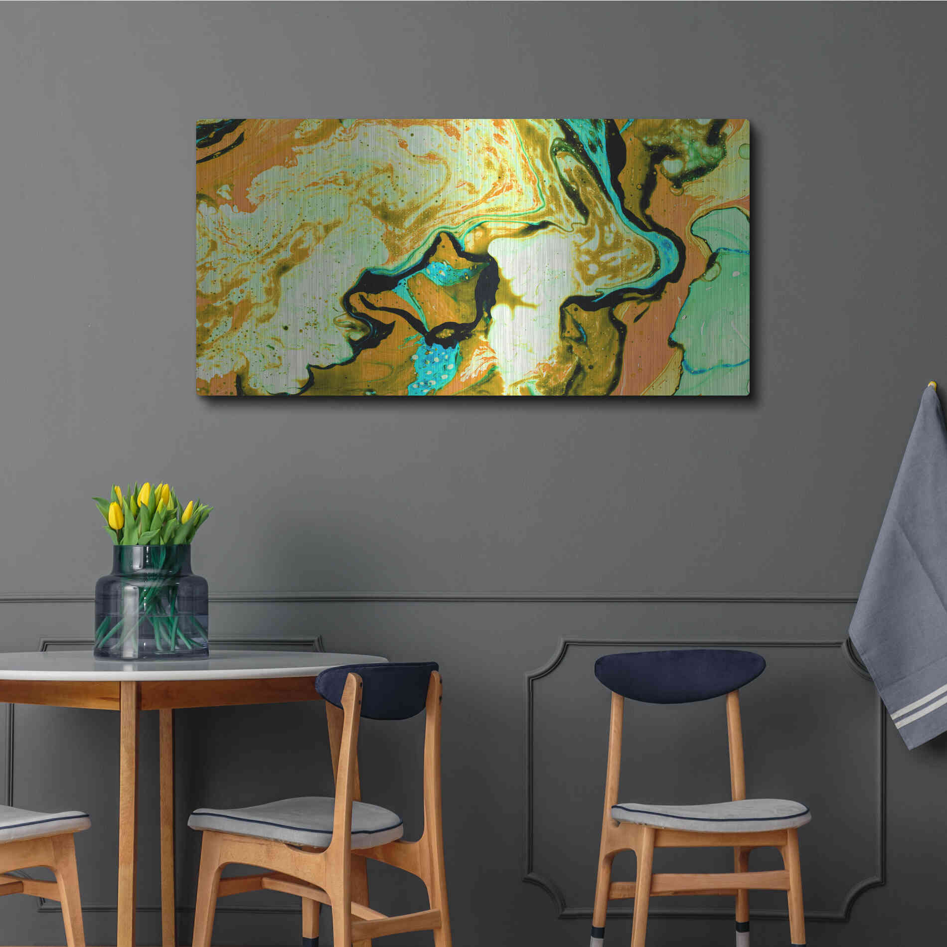 Luxe Metal Art 'Orange Lava' Metal Wall Art,48x24