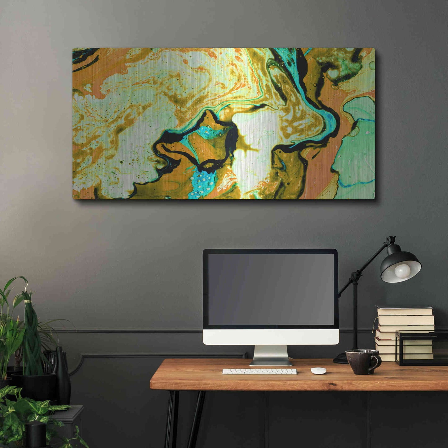 Luxe Metal Art 'Orange Lava' Metal Wall Art,48x24