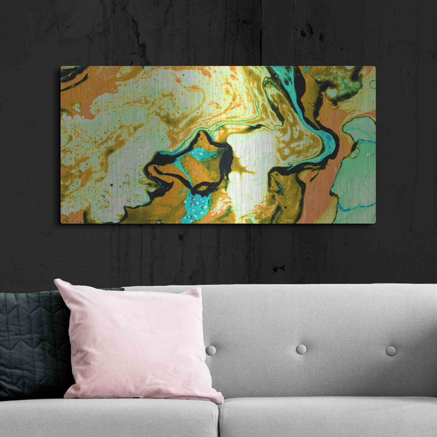 Luxe Metal Art 'Orange Lava' Metal Wall Art,48x24