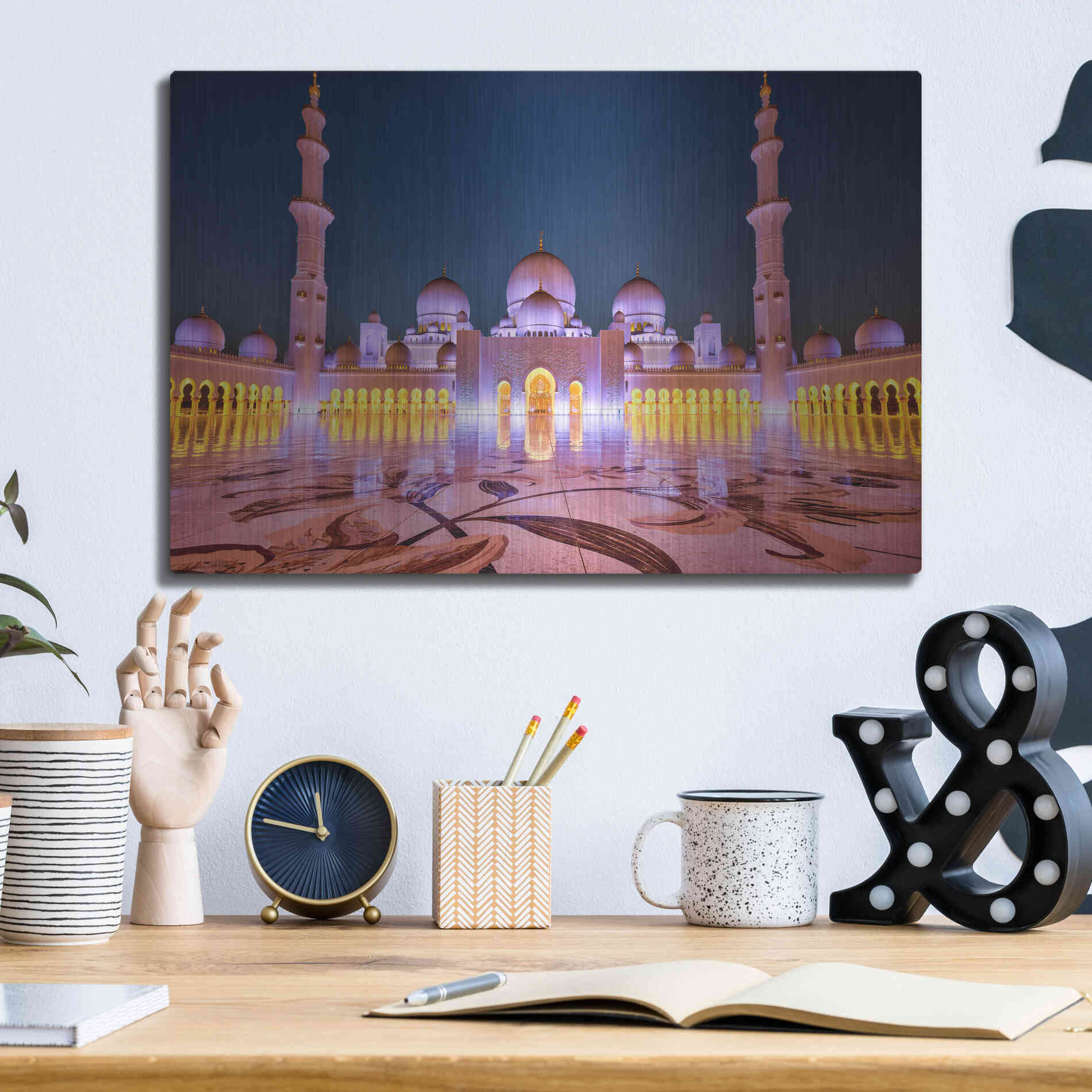 Luxe Metal Art 'Sheikh Zayed Grand Mosque' Metal Wall Art,16x12