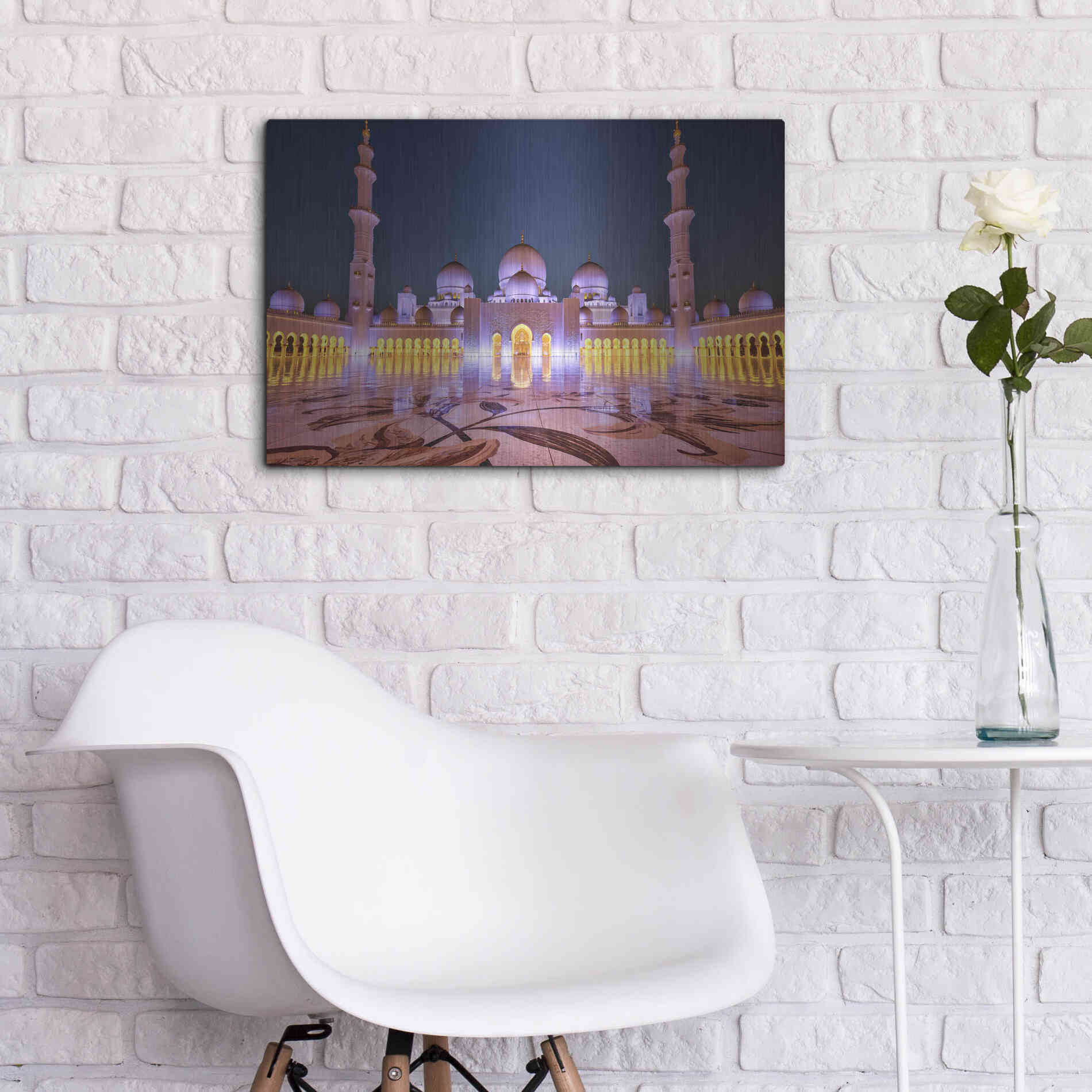 Luxe Metal Art 'Sheikh Zayed Grand Mosque' Metal Wall Art,24x16