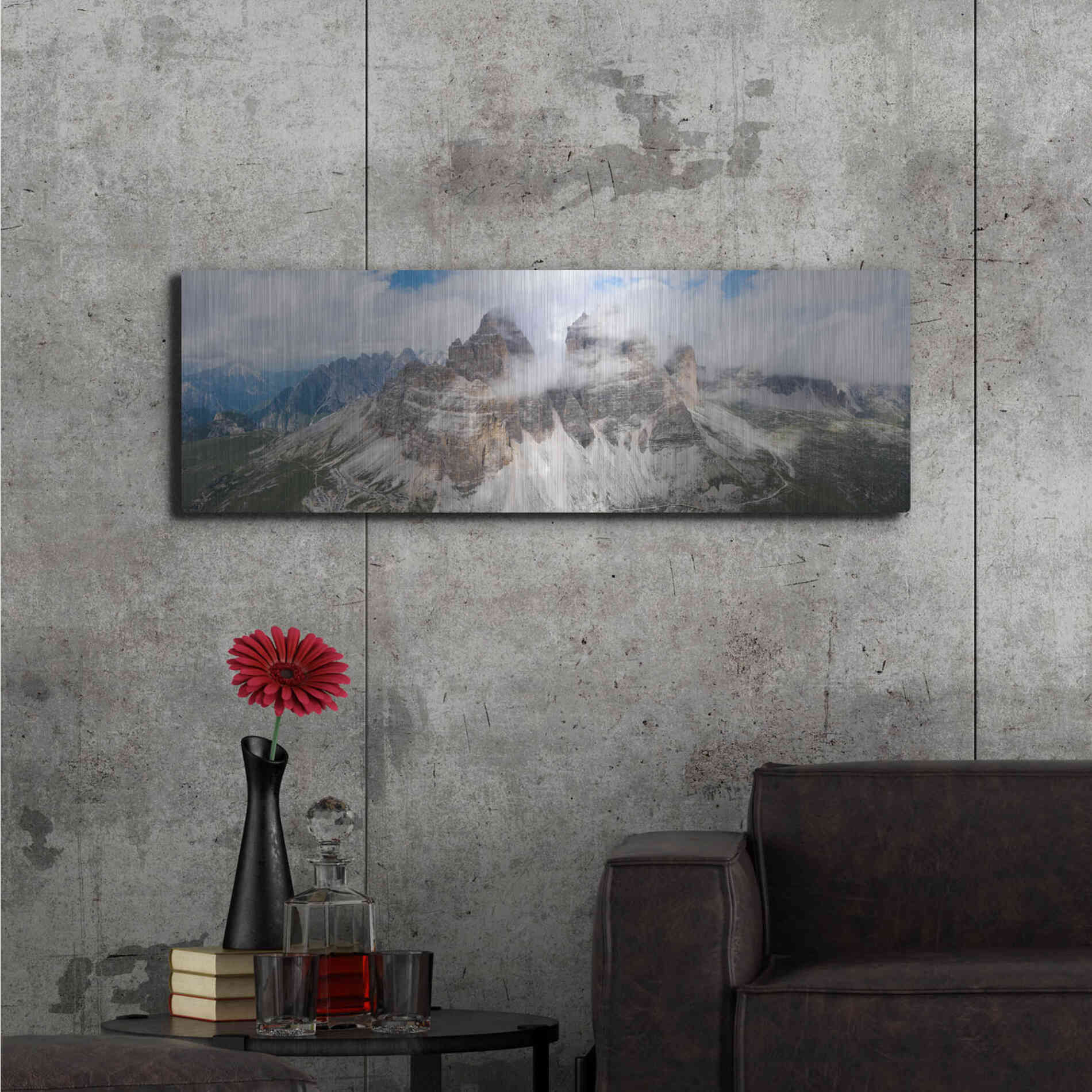 Luxe Metal Art 'Tre Cime Di Lavaredo' Metal Wall Art,48x16