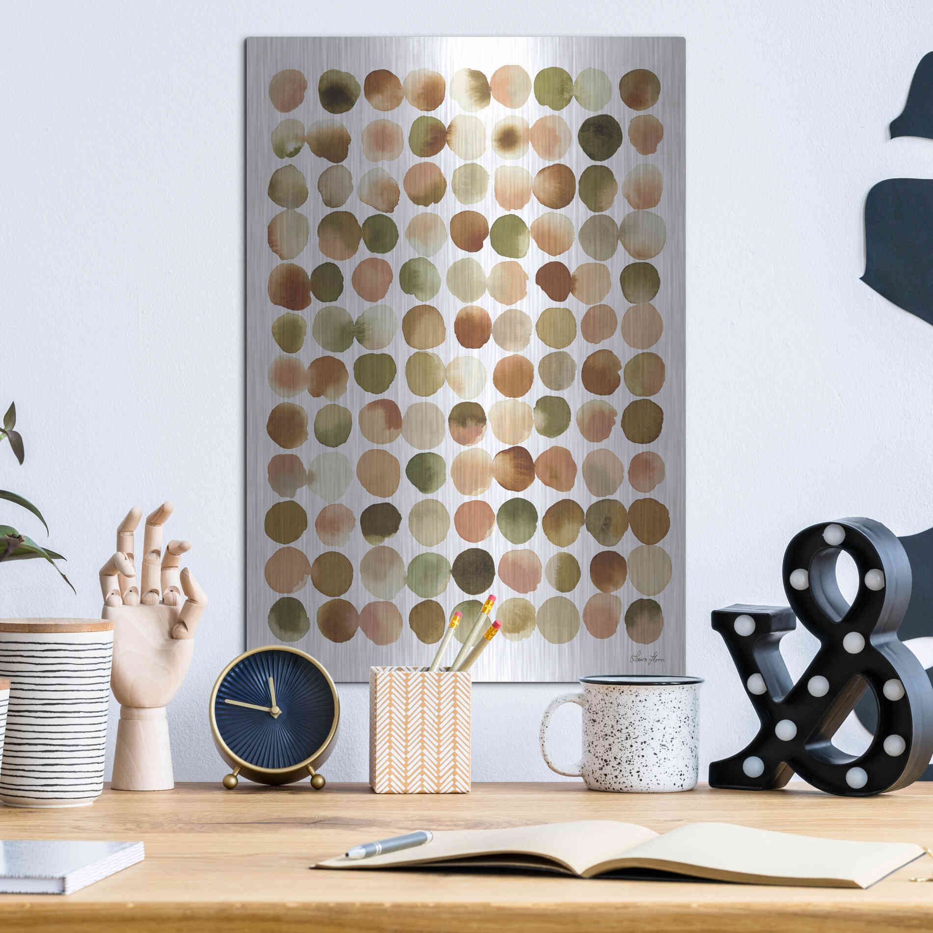 Luxe Metal Art 'Natural Abstract I' by Laura Horn, Metal Wall Art,12x16