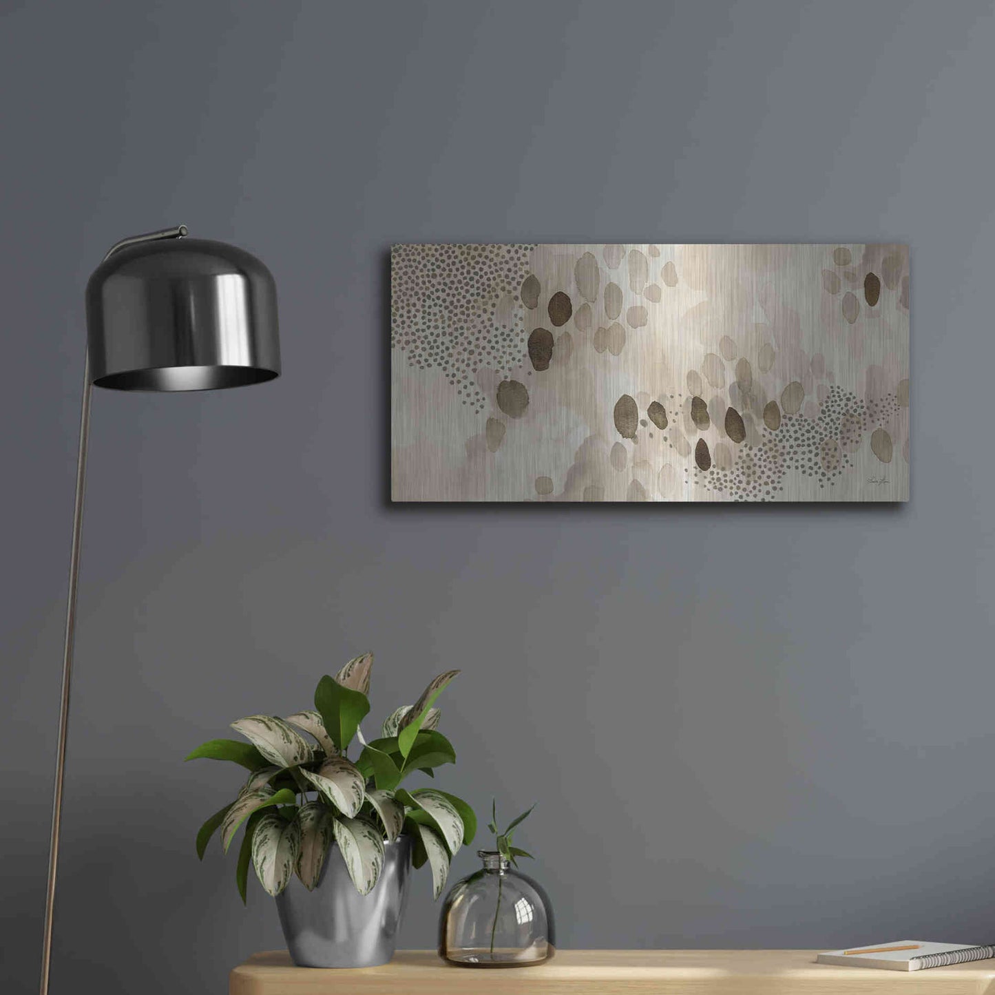 Luxe Metal Art 'Natural Abstract II' by Laura Horn, Metal Wall Art,24x12