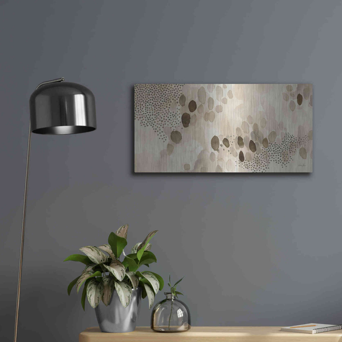 Luxe Metal Art 'Natural Abstract II' by Laura Horn, Metal Wall Art,24x12