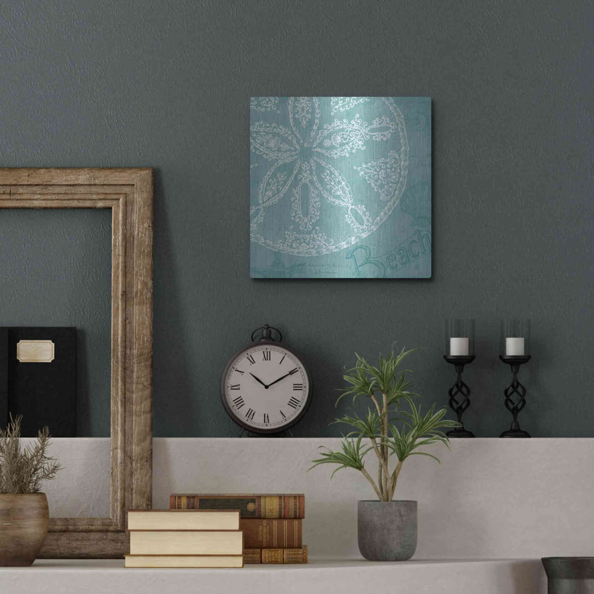 Luxe Metal Art 'Aqua Treasure II' by Daphne Brissonet, Metal Wall Art,12x12