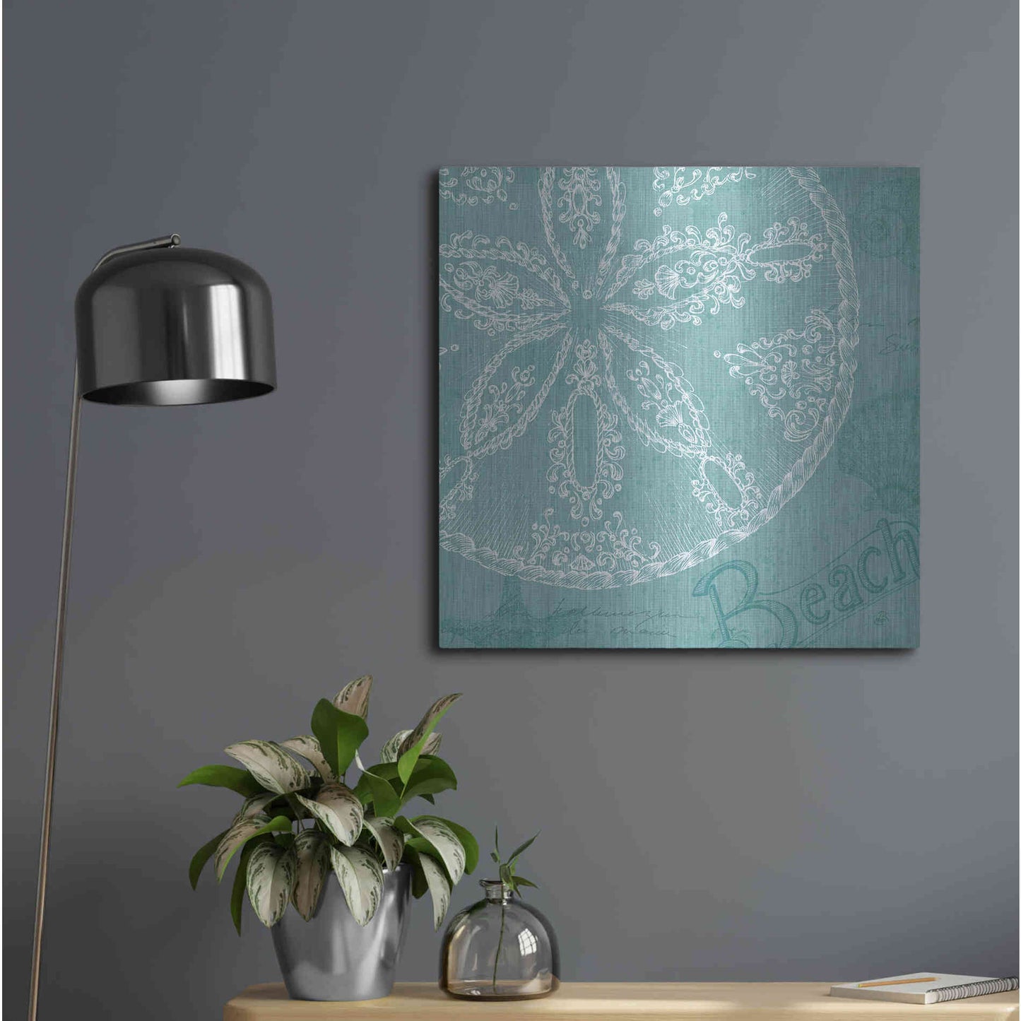 Luxe Metal Art 'Aqua Treasure II' by Daphne Brissonet, Metal Wall Art,24x24