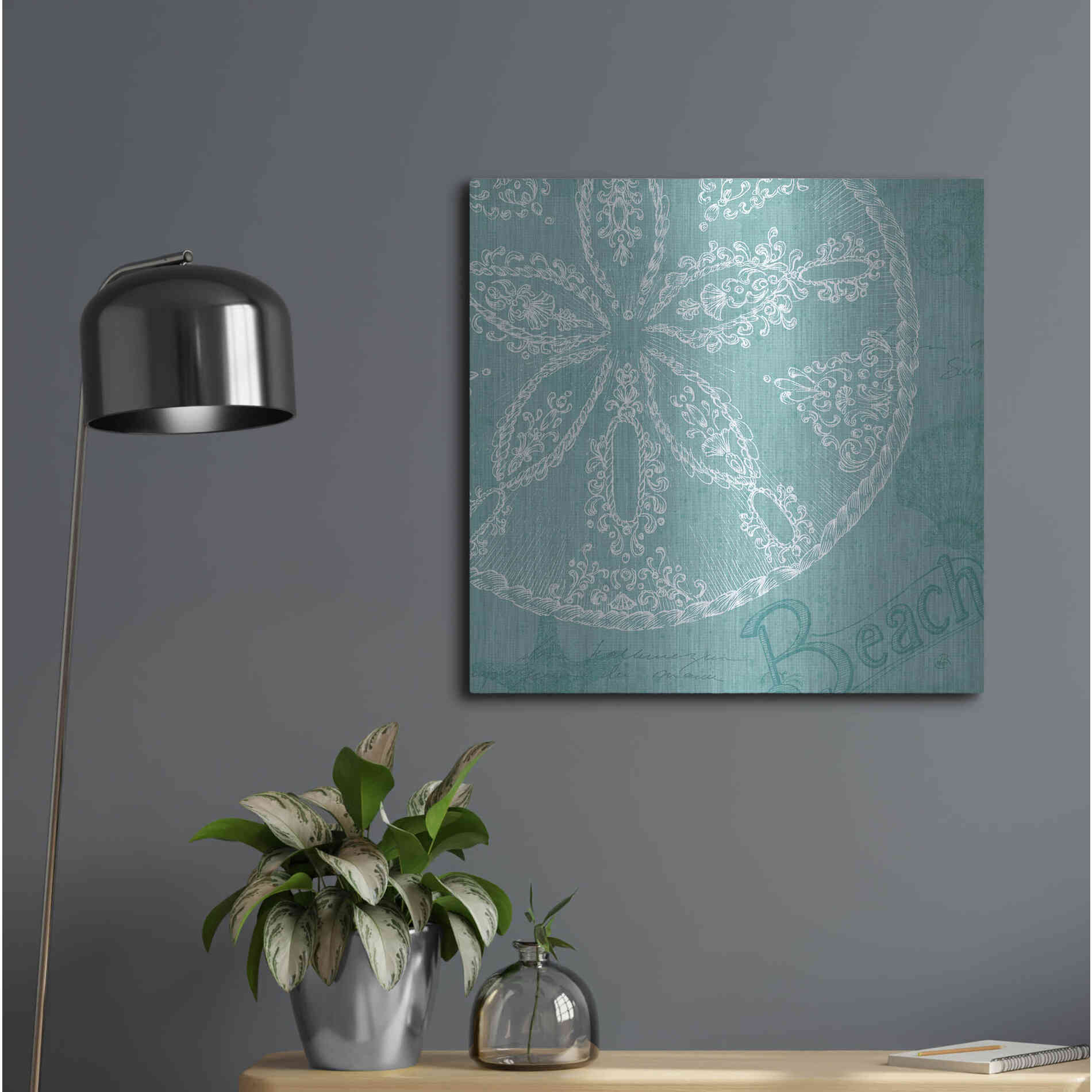 Luxe Metal Art 'Aqua Treasure II' by Daphne Brissonet, Metal Wall Art,24x24